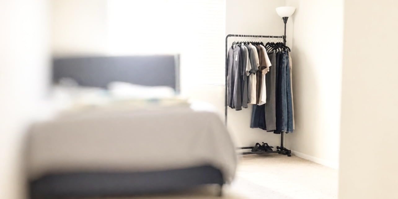 Simple Houseware Standard Rod Garment Rack, Black customer photo 1
