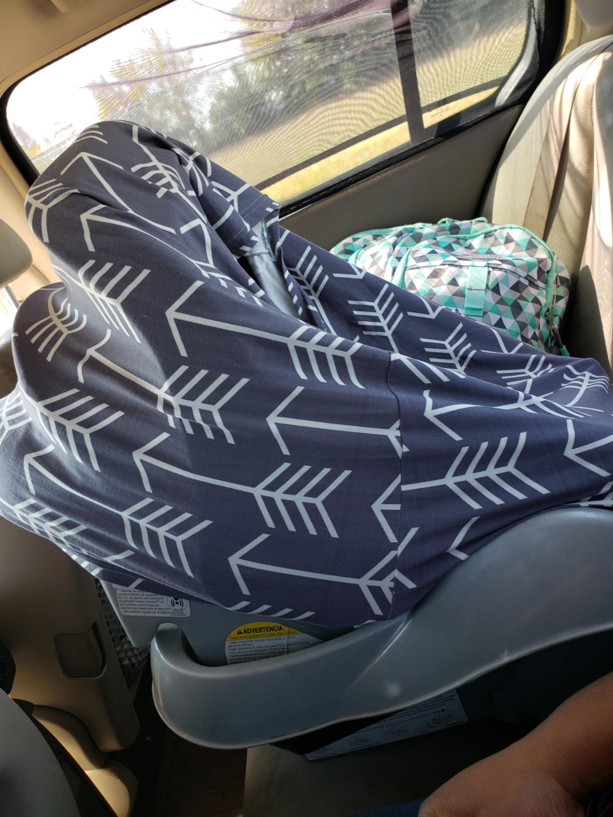 Nursing Cover for Babies Versatile Baby Car Seat Cover for Newborn Grey with White Arrow customer photo 2