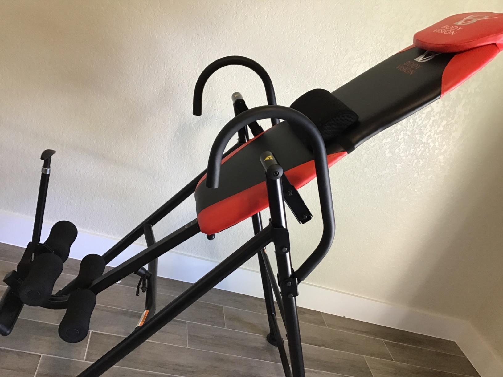 Body Vision IT9550 Deluxe Inversion Table with Adjustable Head Rest & Lumbar Support Pad, Heavy Duty up to 250 lbs, Red customer photo 2