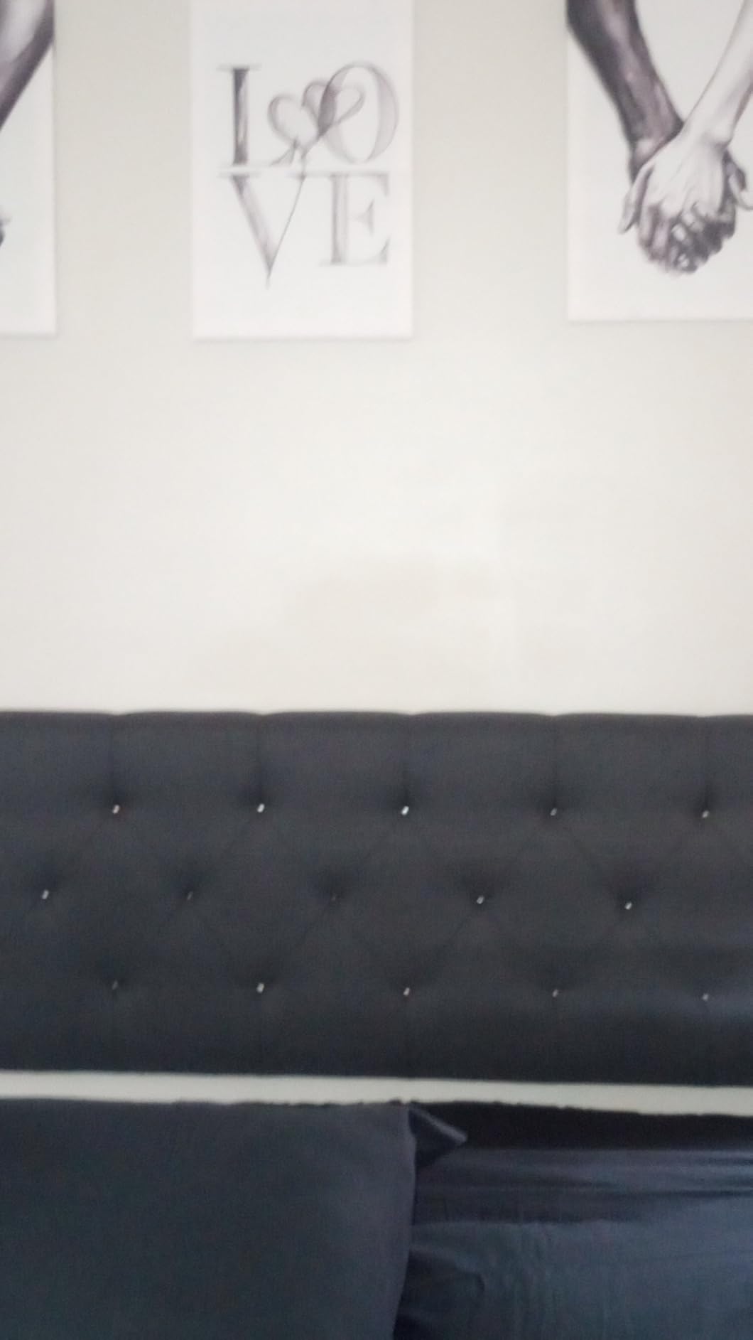 Lucid Mid-Rise Upholstered Headboard - Diamond Tufted - Padded Polyester - Adjustable Height from 34 to 46 inches - Easy Assembly - Bed Frame or Wall Mount - Sturdy - Stone - Full / Full XL Size customer photo 1