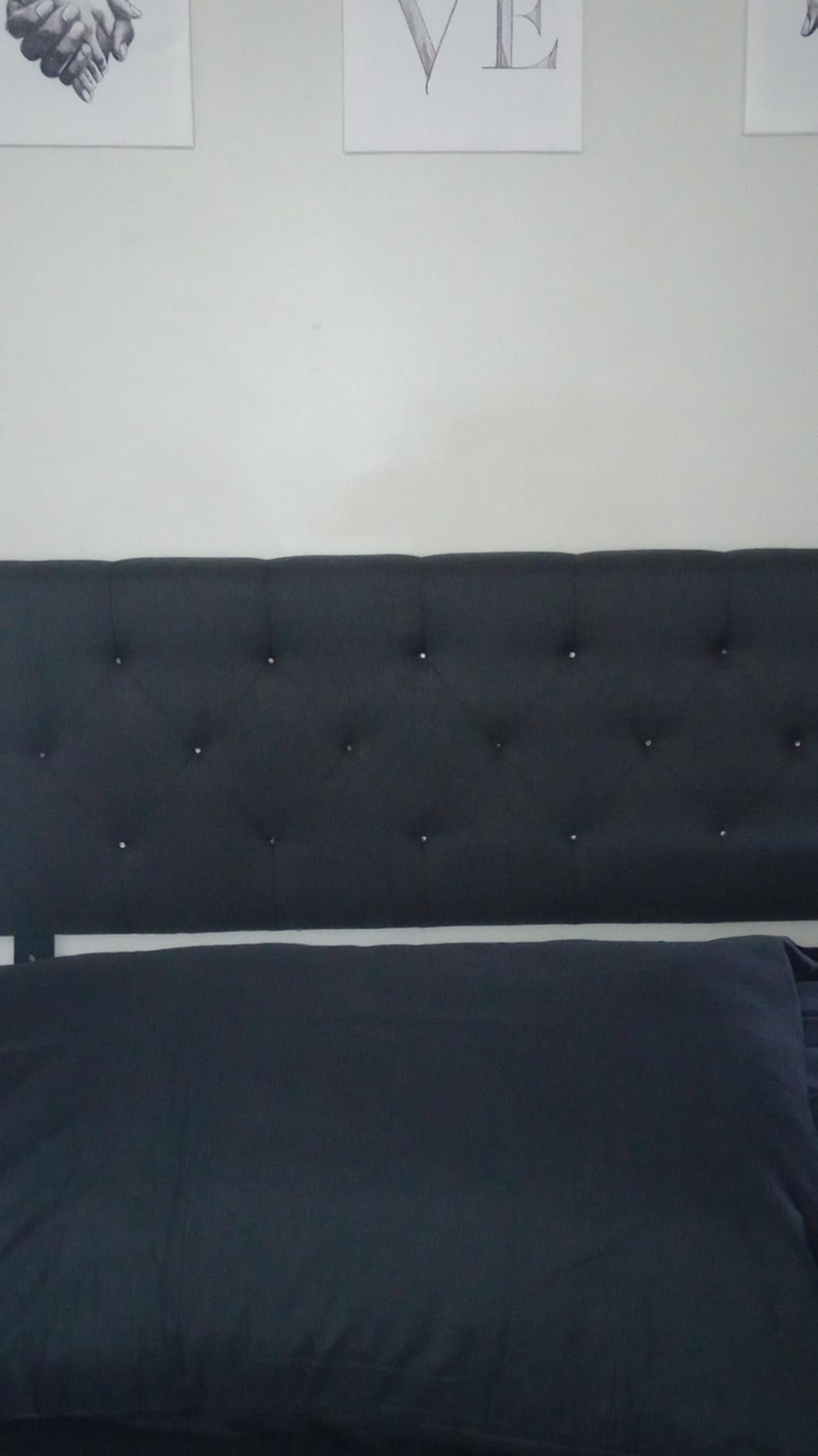 Lucid Mid-Rise Upholstered Headboard - Diamond Tufted - Padded Polyester - Adjustable Height from 34 to 46 inches - Easy Assembly - Bed Frame or Wall Mount - Sturdy - Stone - Full / Full XL Size customer photo 2
