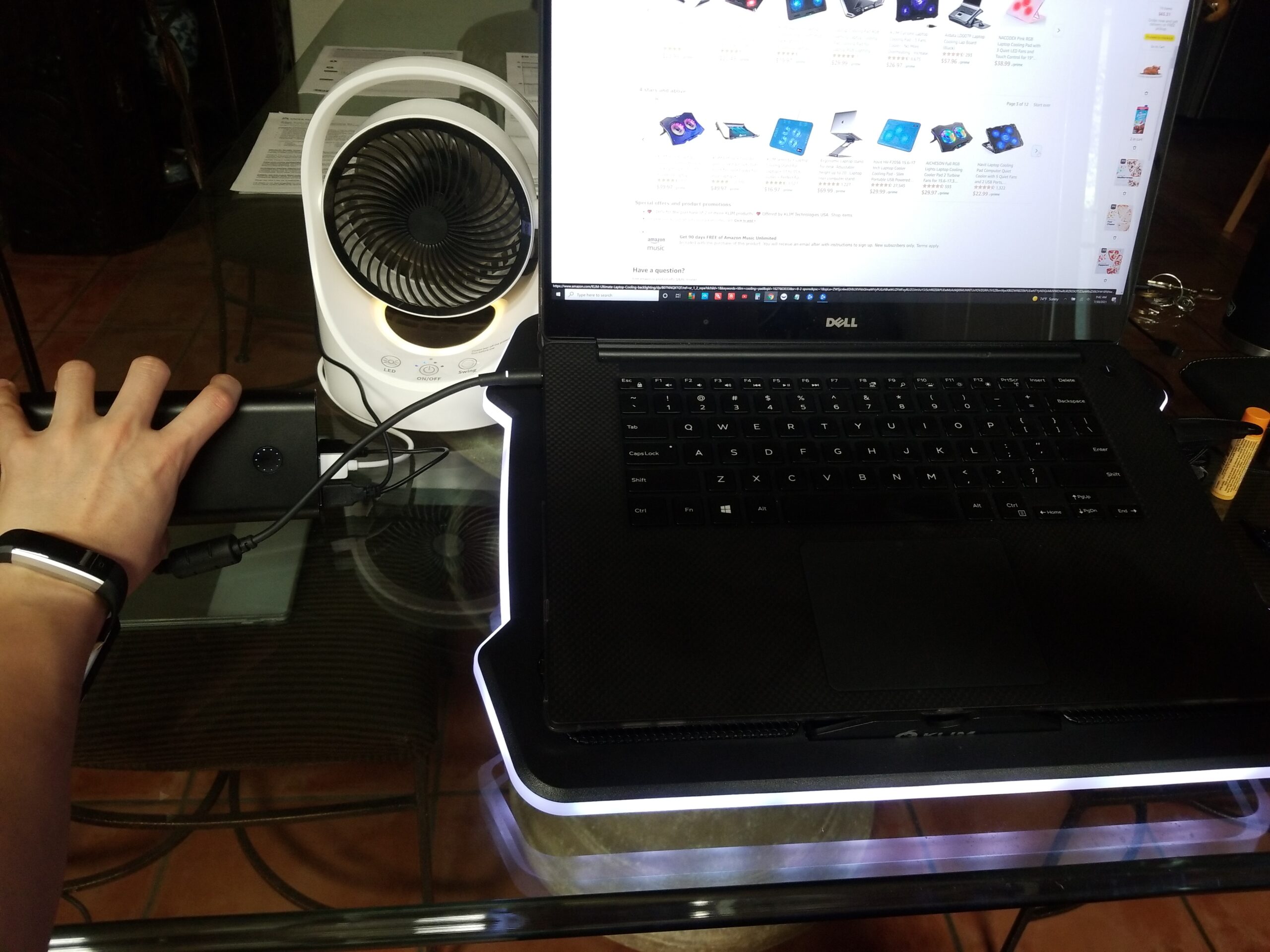 KLIM Ultimate - RGB Laptop Cooling Pad with LED Rim - New - Gaming Laptop Cooler - USB Powered Fan - Very Stable and Silent Laptop Stand - Compatible up to 17