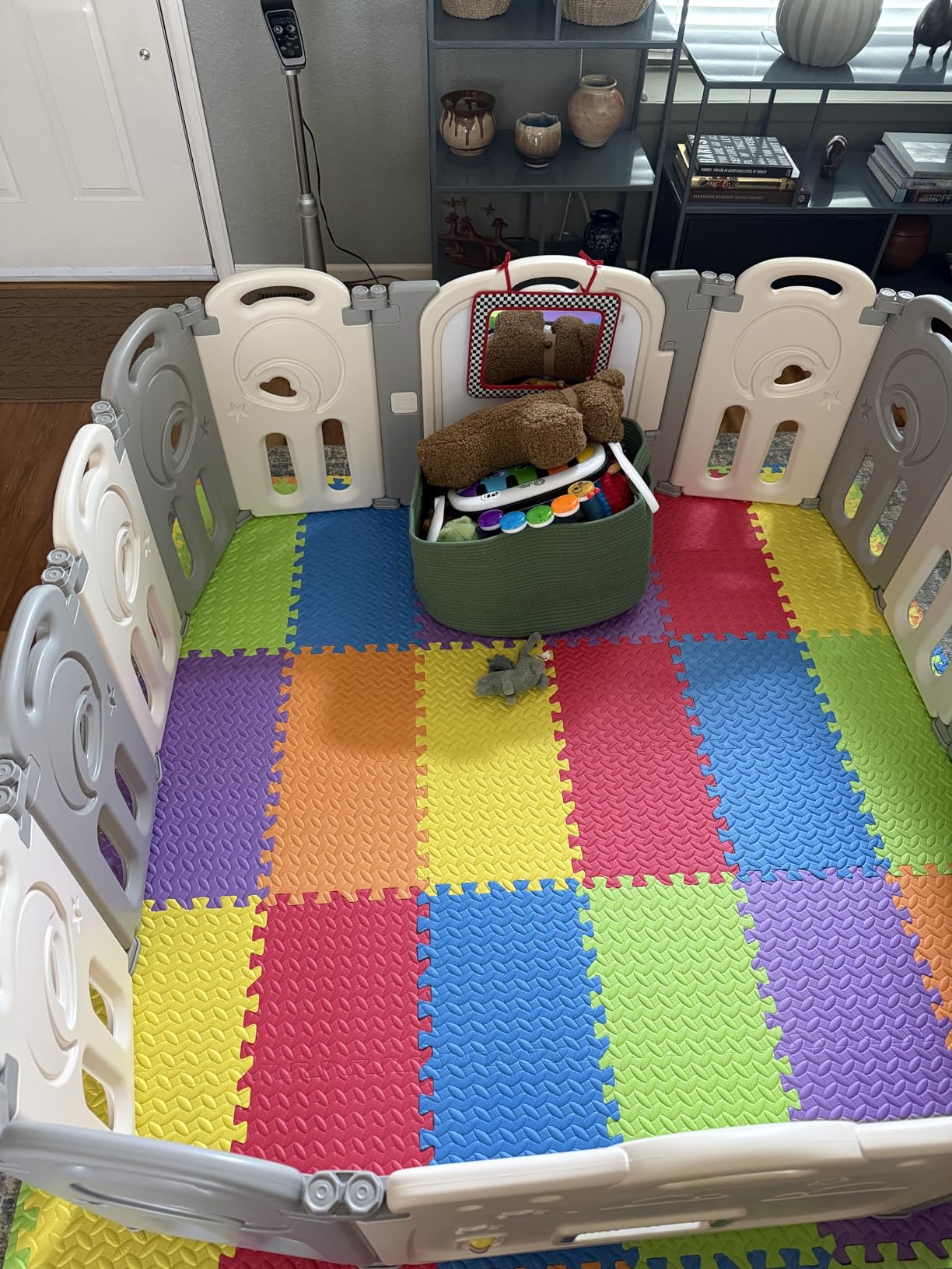 Fortella Cloud Castle Foldable Playpen, Baby Safety Play Yard with Writing Whiteboard and Activity Wall, Pack and Play for Toddlers 1-3, Indoors or Outdoors (Multicolor 14 Panel) customer photo 2