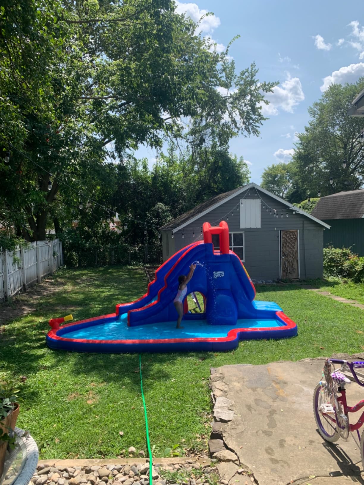 Sunny & Fun Deluxe Inflatable Water Slide Park & Splash Pool with Tunnel - Heavy-Duty for Outdoor Fun - Climbing Wall - Easy to Set Up & Inflate with Included Air Pump & Carrying Case customer photo 2