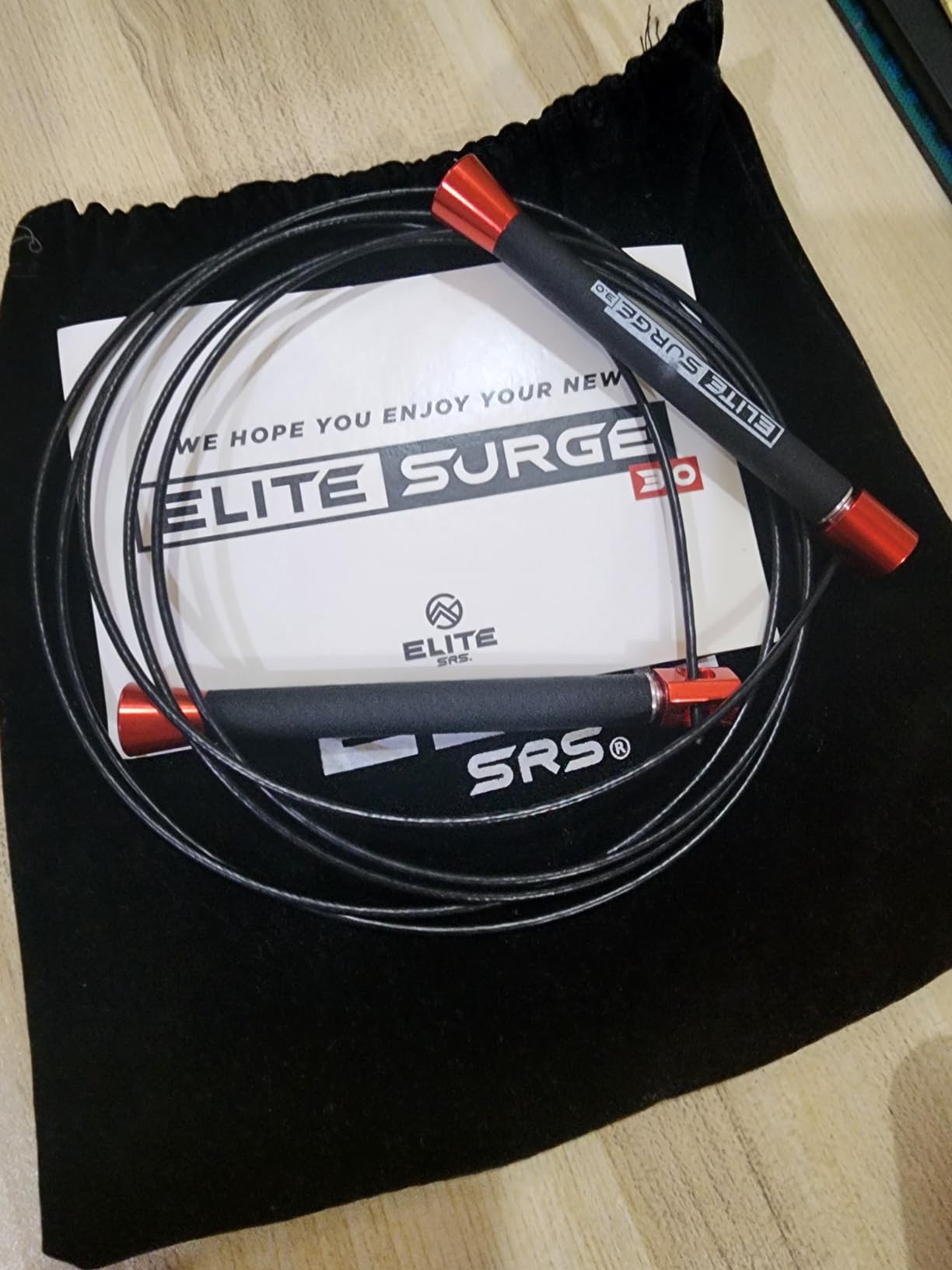 Elite Jumps Surge Professional Speed Rope for Double Unders - Patented Dual Bearing Ultra Light-Weight Handle for Premium Spin Control and Kink-Resistant Cable customer photo 2