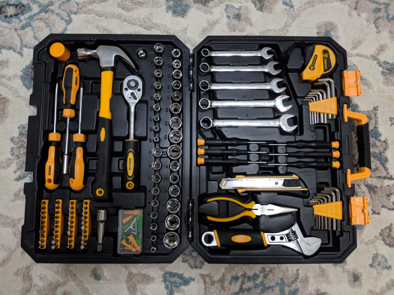 DEKOPRO 158 Piece Tool Set-General Household Hand Tool Kit,Auto Repair Tool Set, with Plastic Toolbox Storage Case customer photo 2