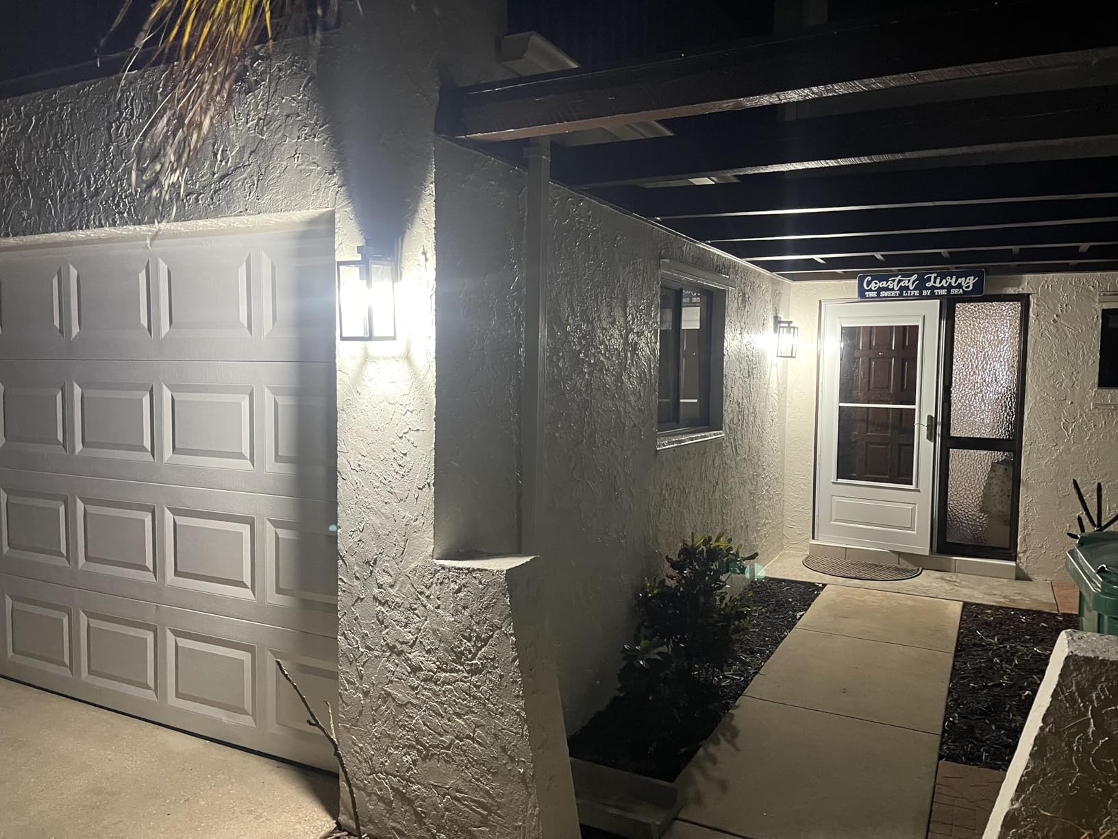 MAXvolador Outdoor Wall Sconce, Exterior Waterproof Wall Lantern Light Fixtures, Black Porch Lights with Toughened Glass Shade, Anti-Rust E26 Socket Front Door Mount Lighting, 2 Pack customer photo 2