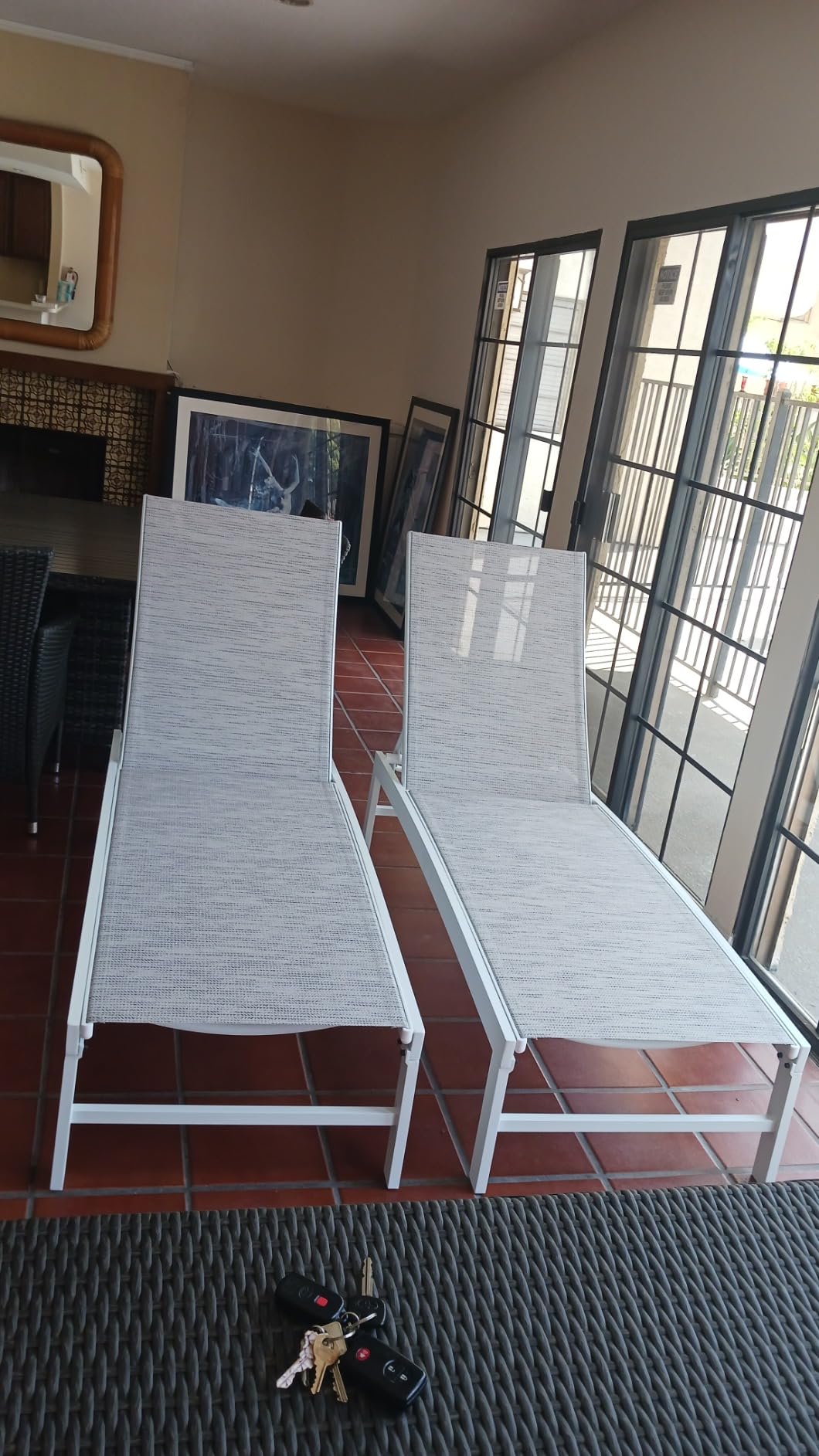 Crestlive Products Lounge Chair Outdoor Set of 2, Metal Pool Chaise Lounge Chairs, Adjustable Five-Position Tanning Recliner, All Weather for Patio, Beach, Yard, Pool (Beige) customer photo 1