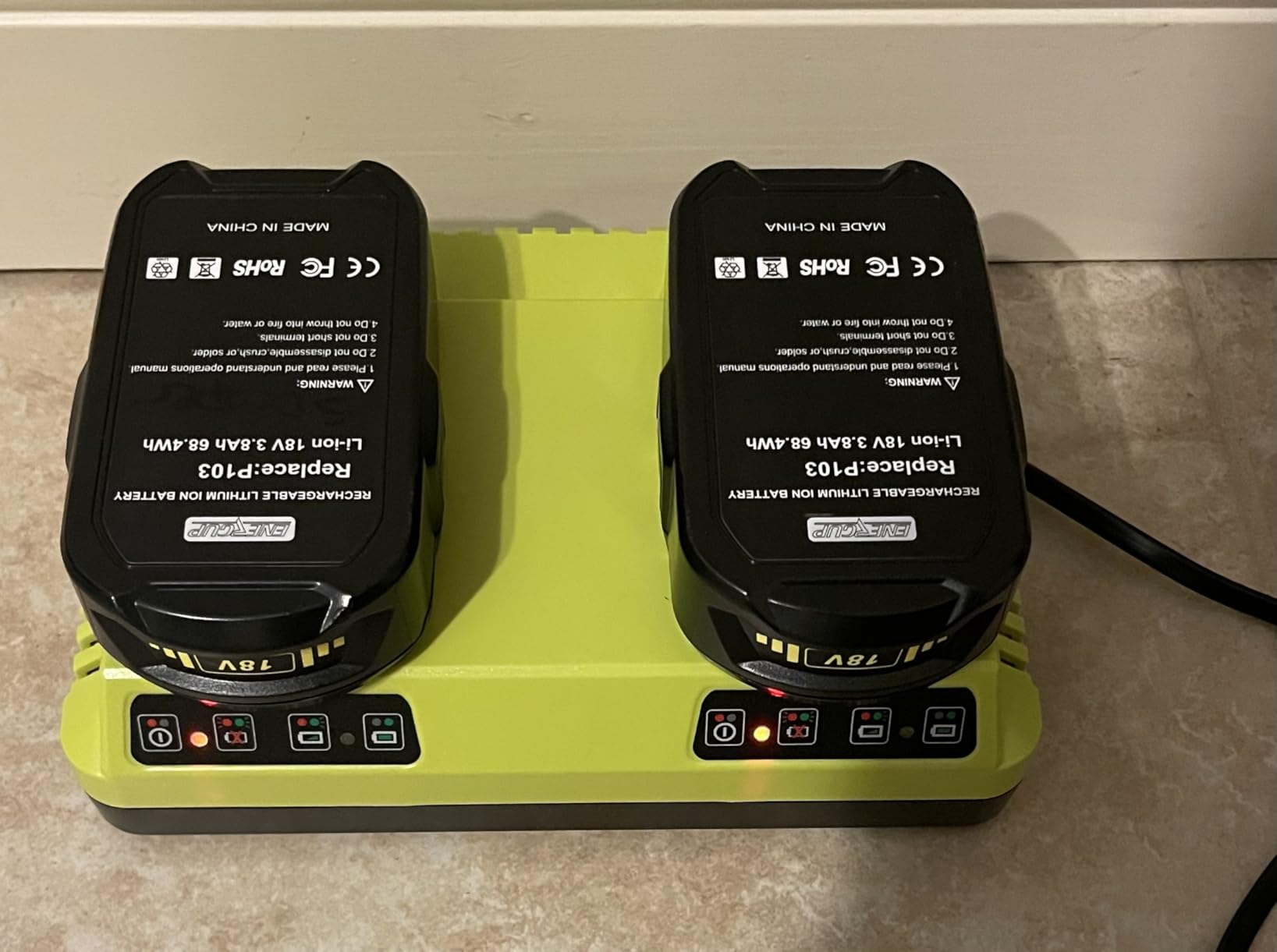 Energup 2Pack 18Volt P102 Replace for Ryobi 18V Batteries and Charger Combo 3.5A, for 18 Volt ONE Plus P103 P104 P105 P107 P109 P190 P191 P122 for Ryobi 18v Battery customer photo 2