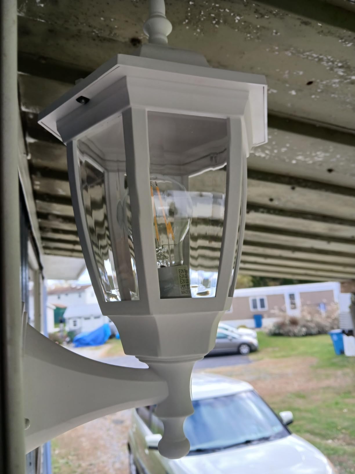 FUDESY Outdoor Wall Lantern, Exterior Waterproof Wall Sconce Light Fixture, White Front Porch Light Wall Mount for Garage, Patio, Yard, FDS2542EW (Bulb Included) customer photo 1