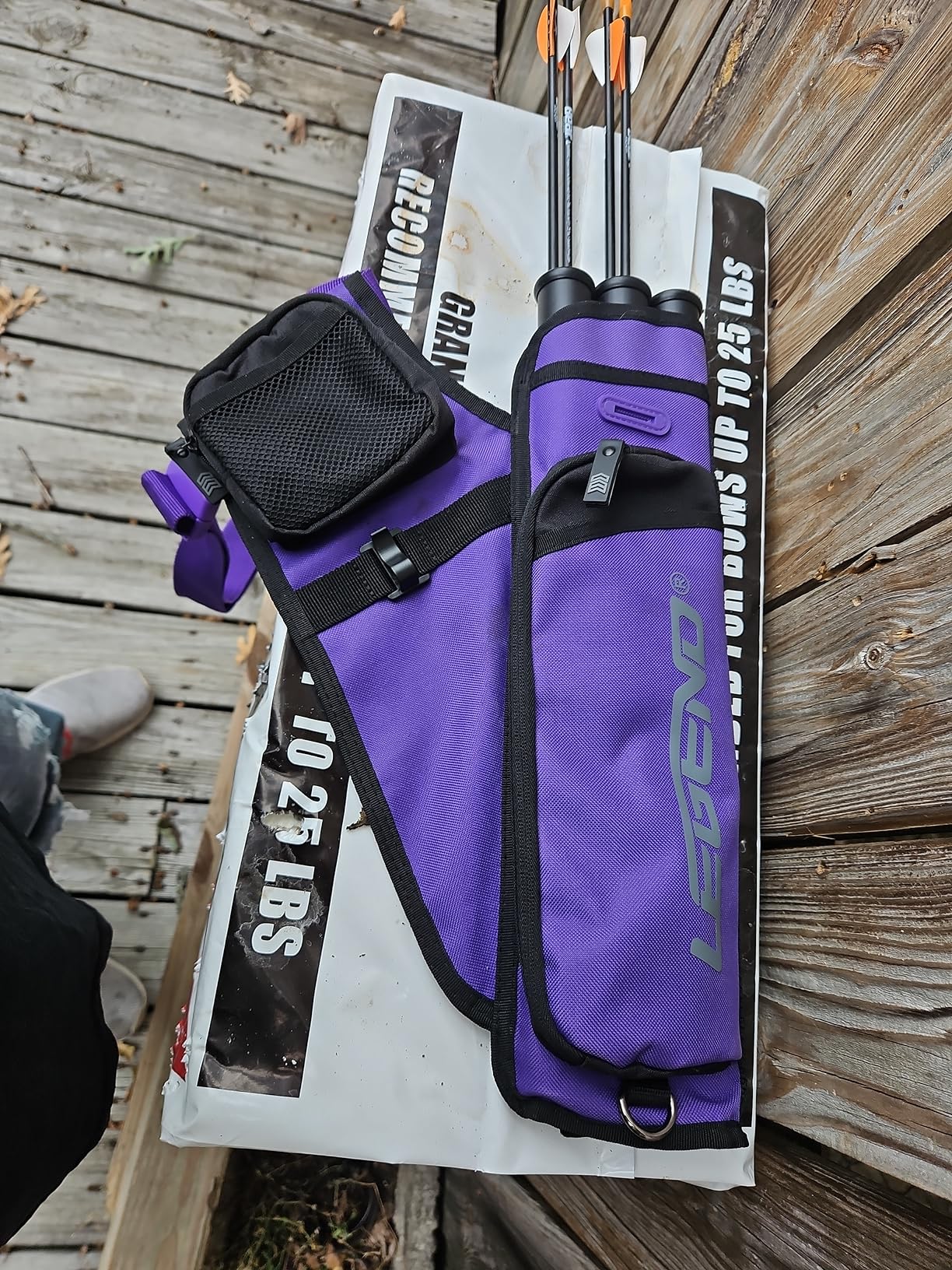 LEGEND First Archery Quiver Case for Arrows - Target Shooting Hip Quivers with Adjustable Belt & 3 Arrow Tubes - Durable Nylon Material with T-Slot & Storage Pockets for Accessories, Tools, Score Card customer photo 2