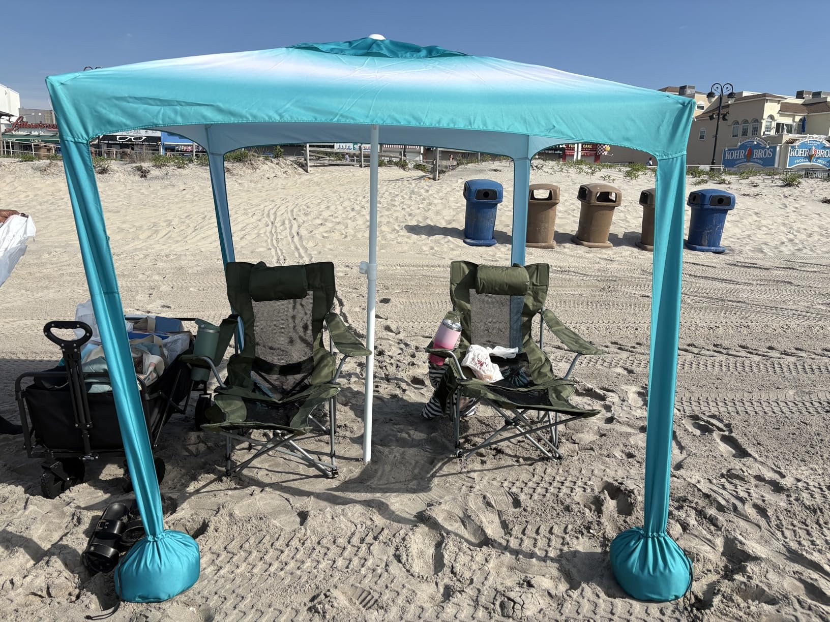 AMMSUN Beach Cabana, 6.5'×6.5' Beach Canopy, Easy Set up and Take Down, Cabana Tent with Sand Pockets, Instant Sun Shade with Side Wall, Coral Tropical customer photo 1