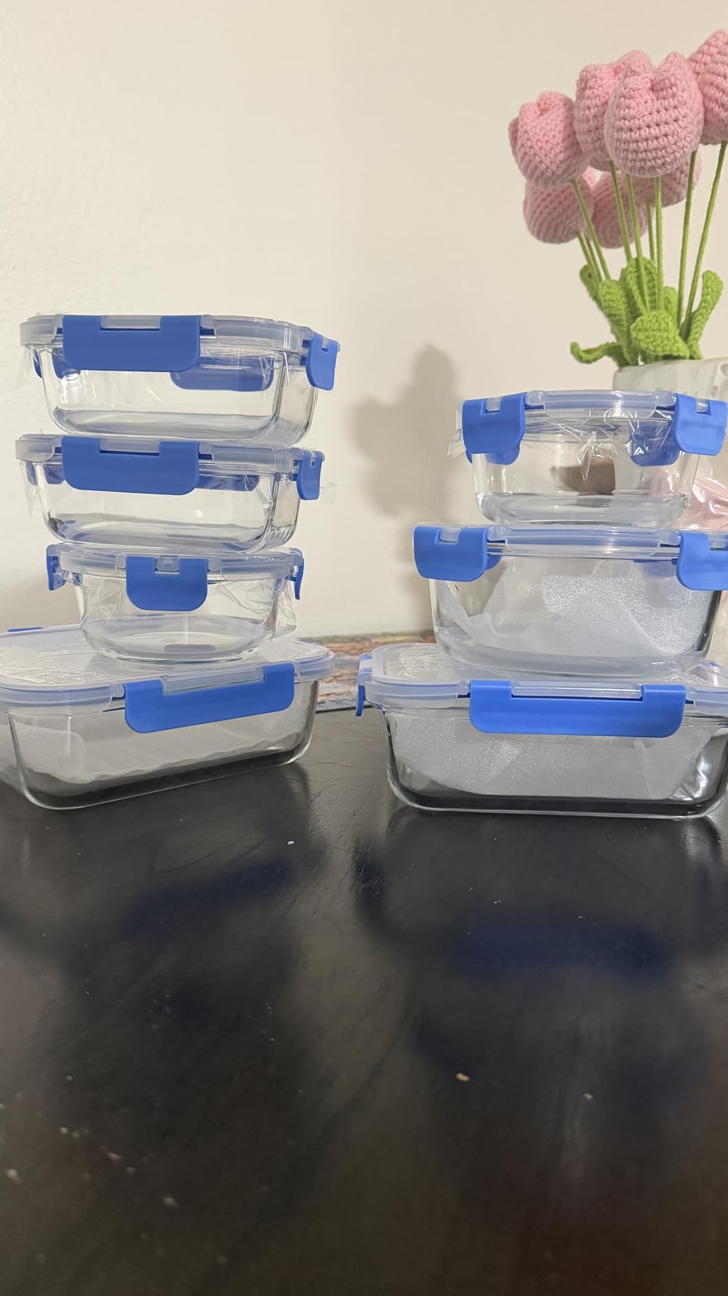 Amazon Basics Glass Food Storage Containers, Leak Proof, Oven Safe, Easy to Clean, Stain Resistant, Set of 7, 14 Pieces Including Lids, BPA-Free customer photo 1