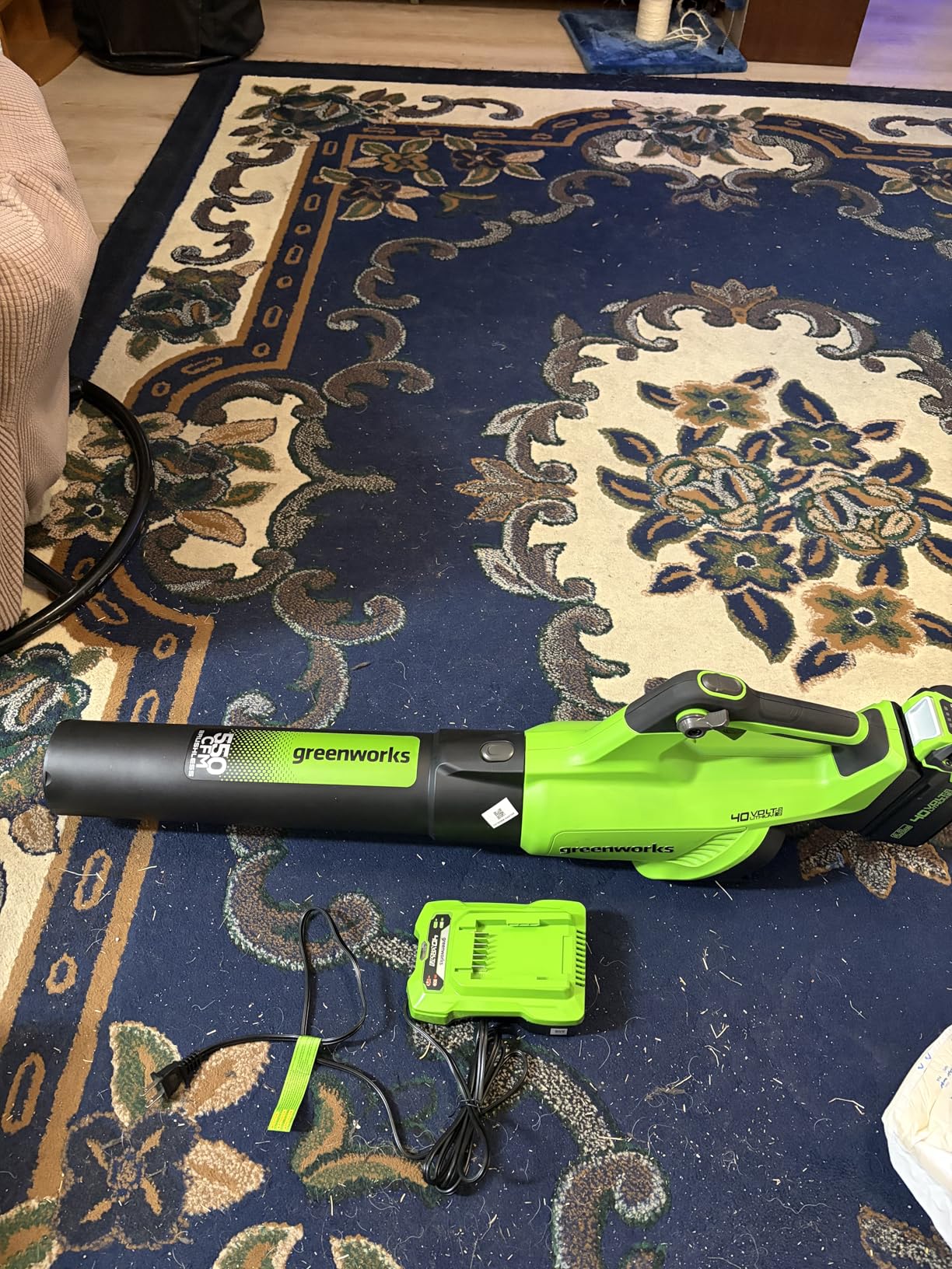 Greenworks 40V (130 MPH / 550 CFM) Brushless Axial Leaf Blower, Ultra-Powerful for Wet Leaves, Heavy Debris, Gravel and Driveway Snow, Includes 4.0Ah Battery and Charger customer photo 2