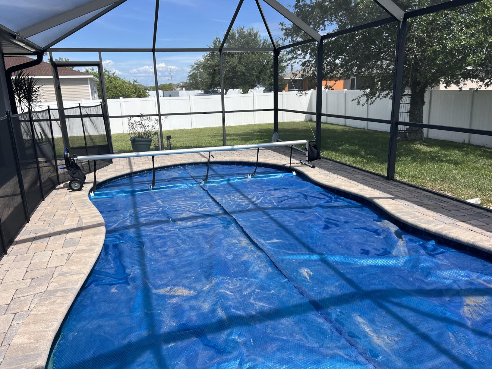 VINGLI Pool Cover Set 18 FT Solar Cover for Inground/Outdoor Swimming Pool, Well Made Aluminum Blanket Reel, Solar Cover Roller Blue customer photo 1