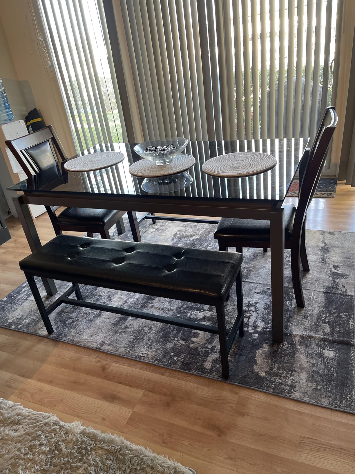 VASAGLE Dining Table Bench, Ottoman Bench with PU Leather Padded Seat, Steel Frame, 42.5 x 12.8 x 18.9 Inches, for Dining Room, Living Room, Hallway, Bedroom, Black customer photo 1