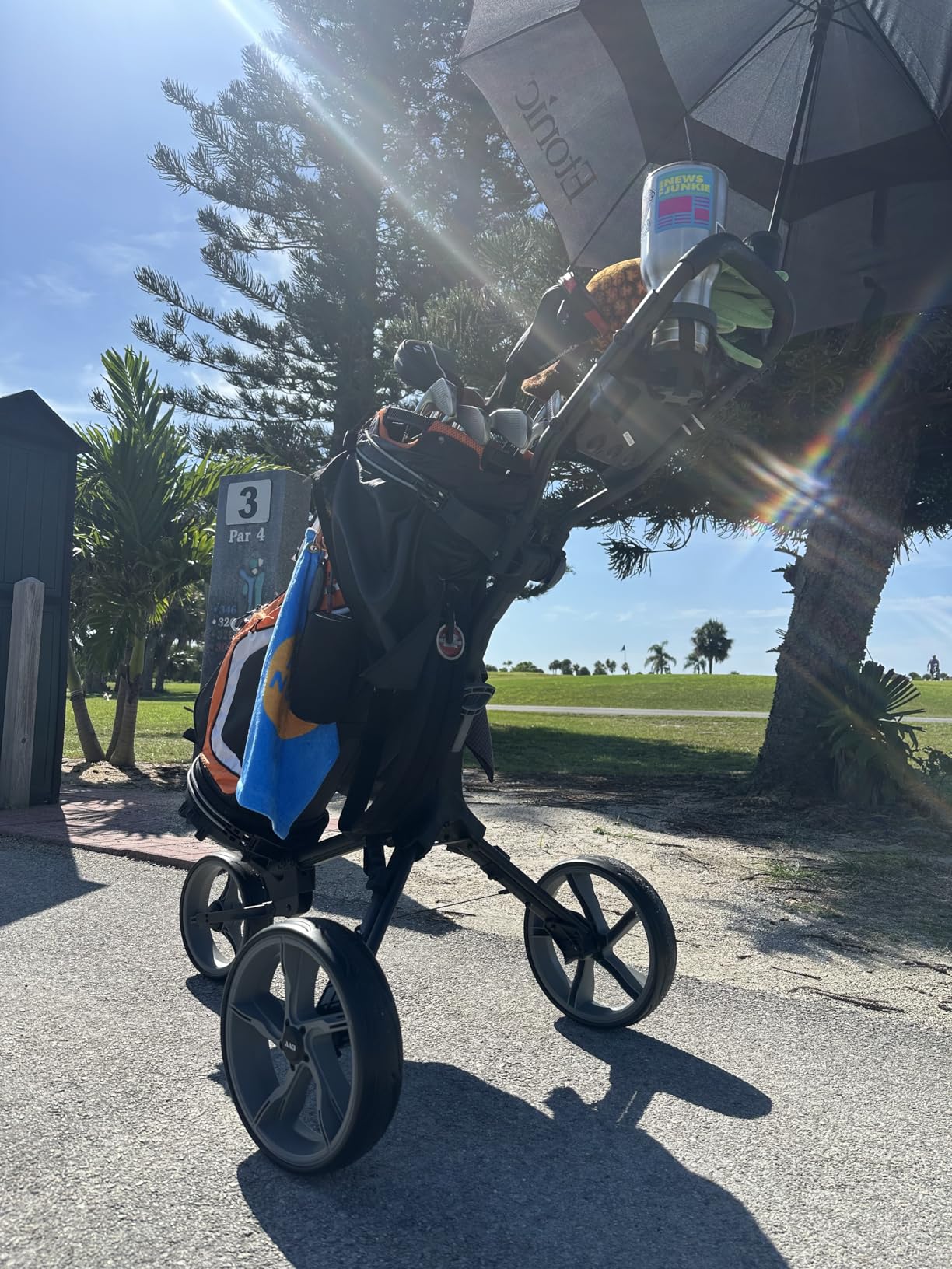 KVV 3 Wheel Golf Push Cart Ultra Lightweight Smallest Folding Size, New-Version Scorecard Holder customer photo 2