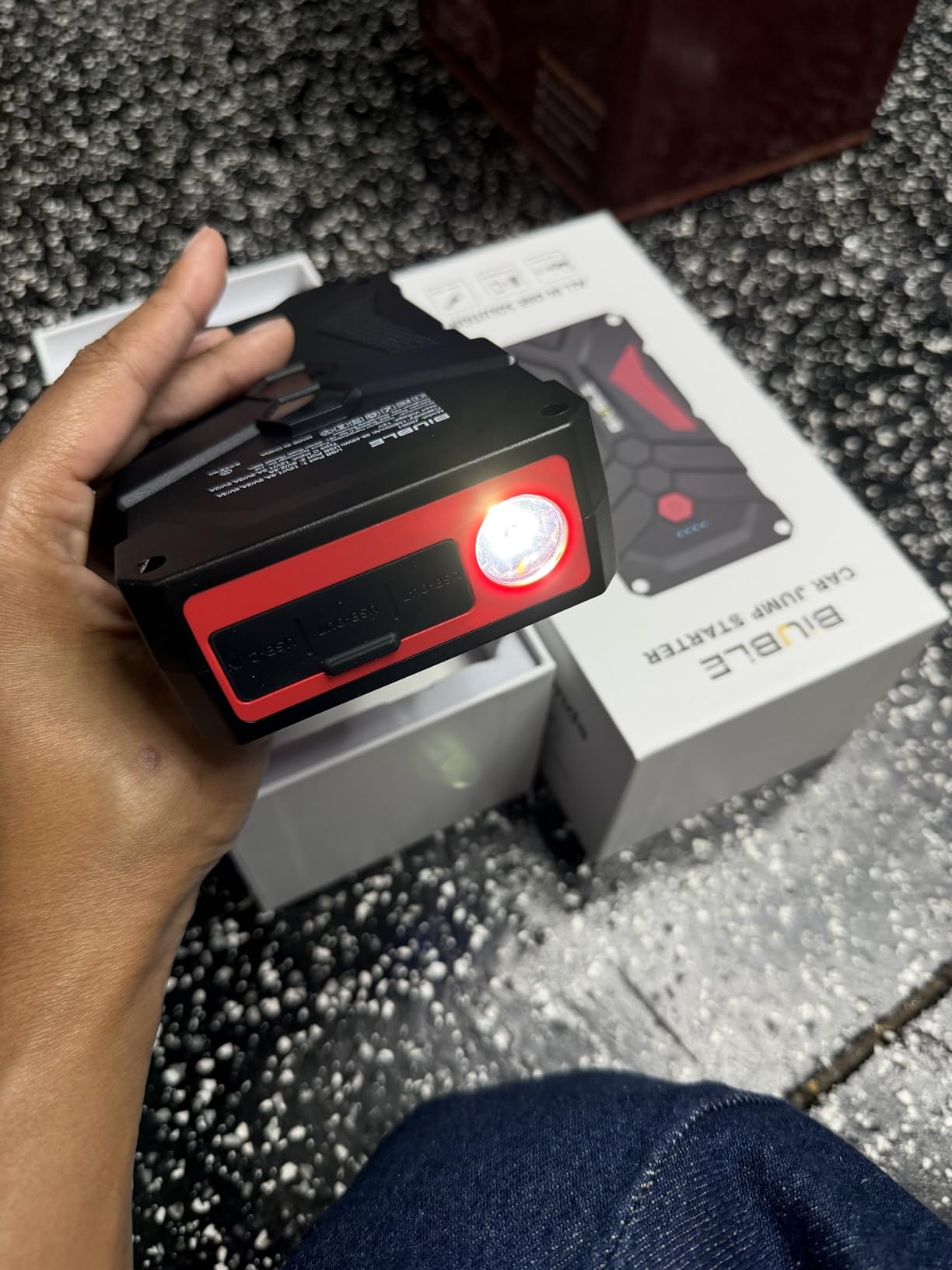 Jump Starter Car Jump Starter Auto Battery Booster Pack 5000A Peak 12V with USB-C Quick Charge, Lithium Jump Box with LED Light (Up to 7.0L Gas or 5.5L Diesel Engine) customer photo 1