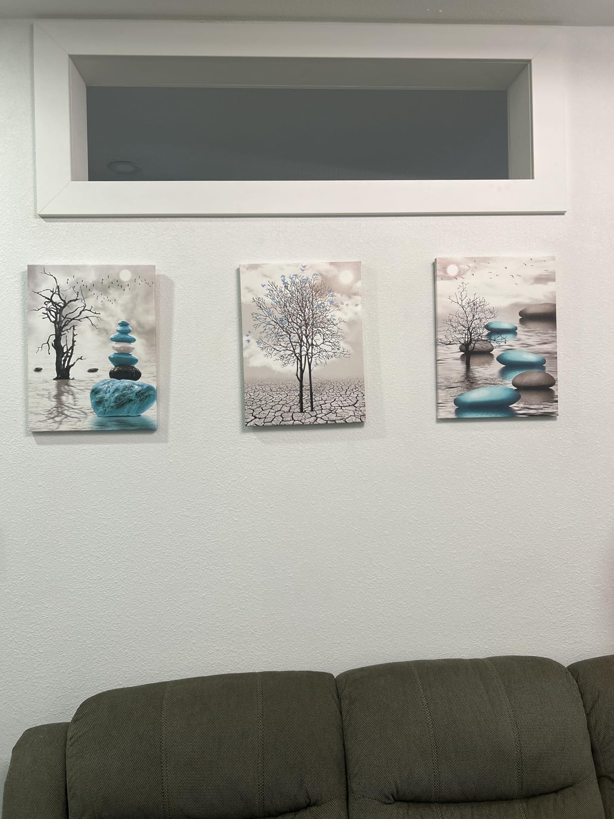 Canvas Wall Art for Living Room Wall Decor for Bedroom Bathroom Black and White Paintings Modern 3 Piece Framed Canvas Art Prints Ready to Hang Inspirational Abstract Blue Pictures Home Decorations customer photo 1