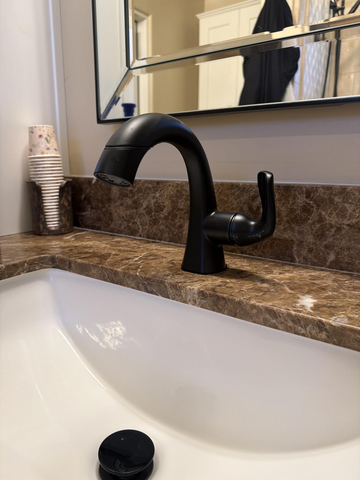 Delta Arvo Brushed Nickel Bathroom Faucet 1 Hole, Single Hole Bathroom Sink Faucet for Vanity, Push-Pop Drain Assembly, Spotshield Stainless 15840LF-SP customer photo 1