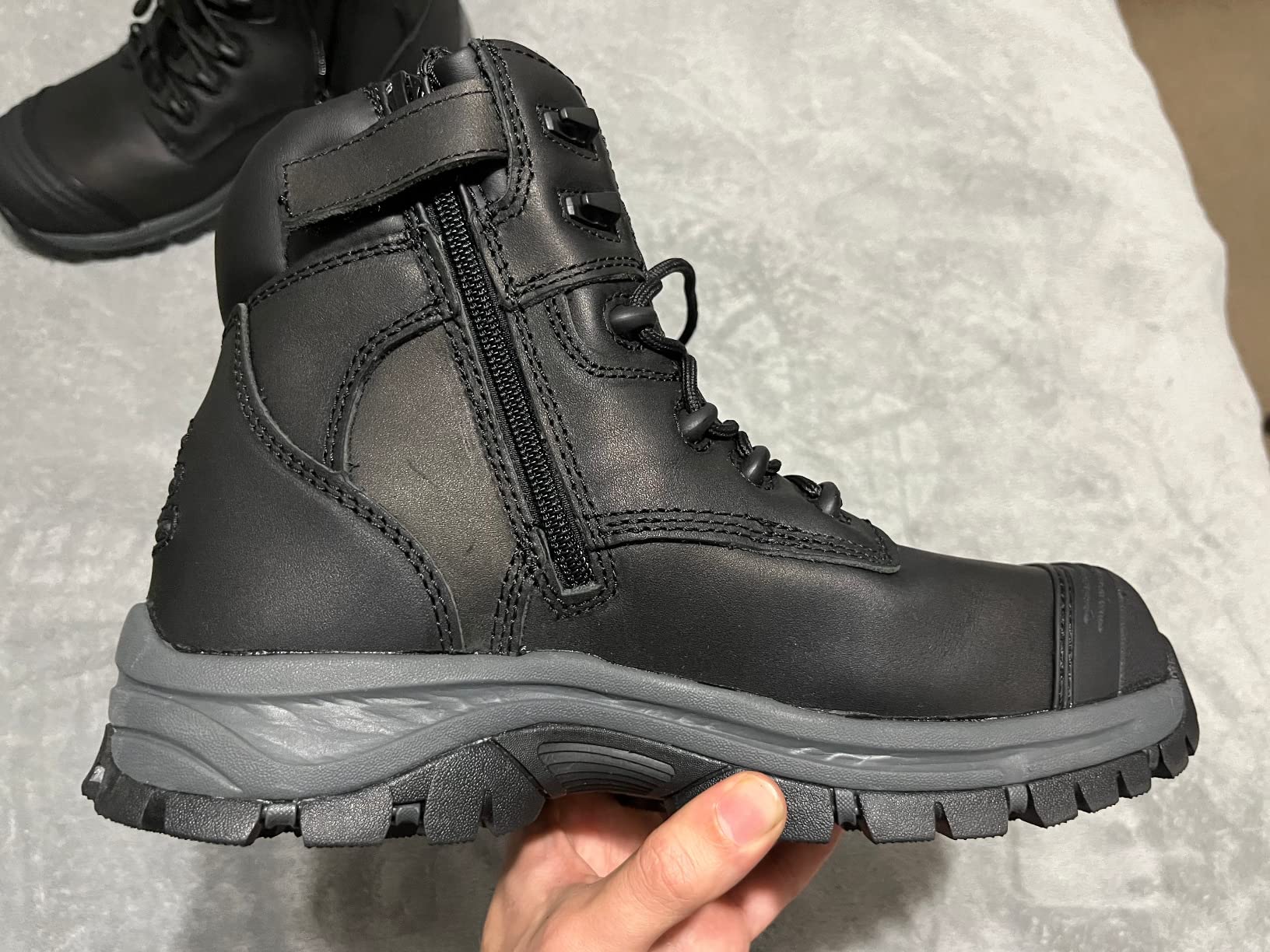 Waterproof Steel Toe Work Boots for Men, 7 inch Safety Boots with Side Zipper, ASTM F2413-18 Rated, Slip Resistant Rubber Sole, Puncture-Proof Kevlar Midsole Construction Boots customer photo 2