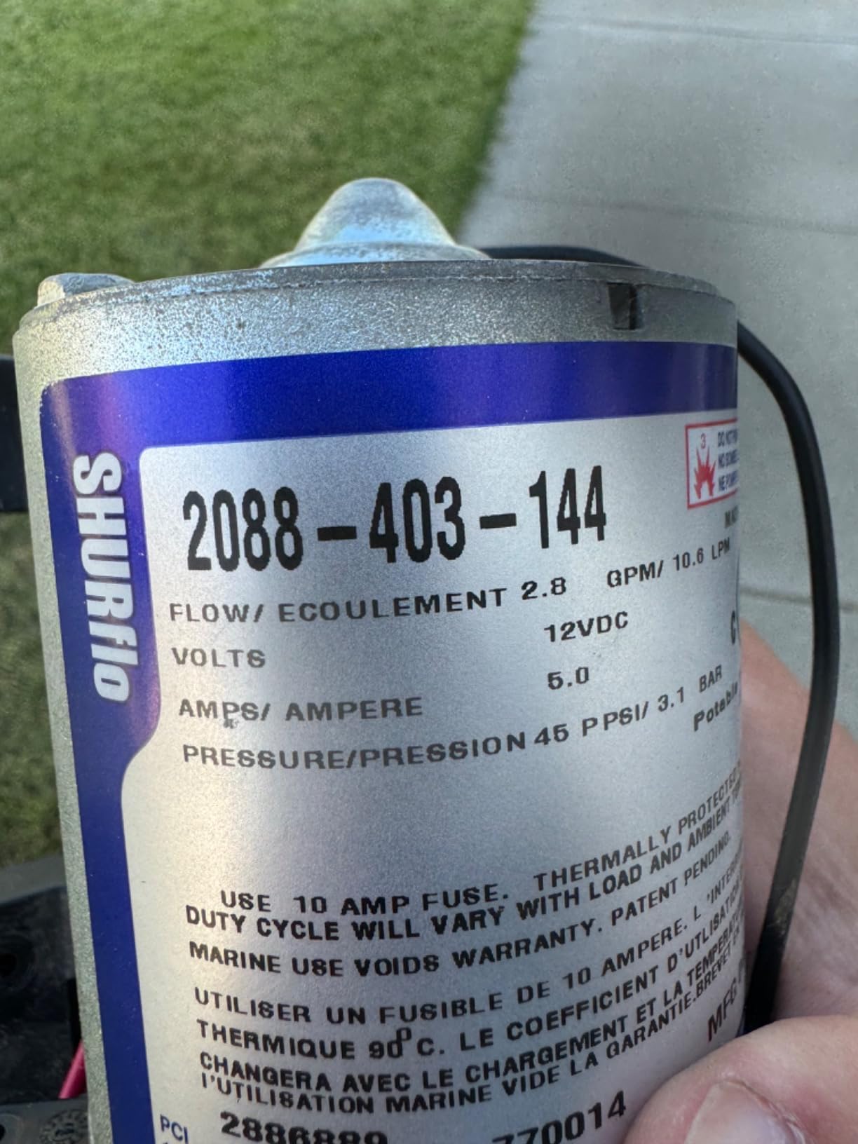 Shurflo 12 Volt RV Water Pump 3.0 GPM - 4008-101-A65 / E65 & 1/2