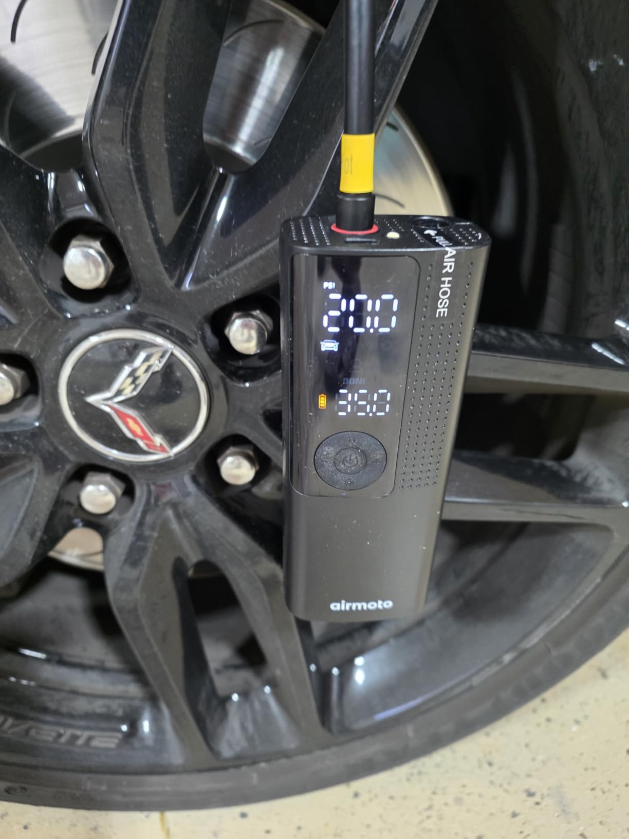Airmoto Tire Inflator Portable Air Compressor - Air Pump For Car Tires with Digital Pressure Gauge, LED Light and Auto Shut-Off Function - Cordless Pump for Car, Motorcycle, Bicycle, Ball customer photo 1