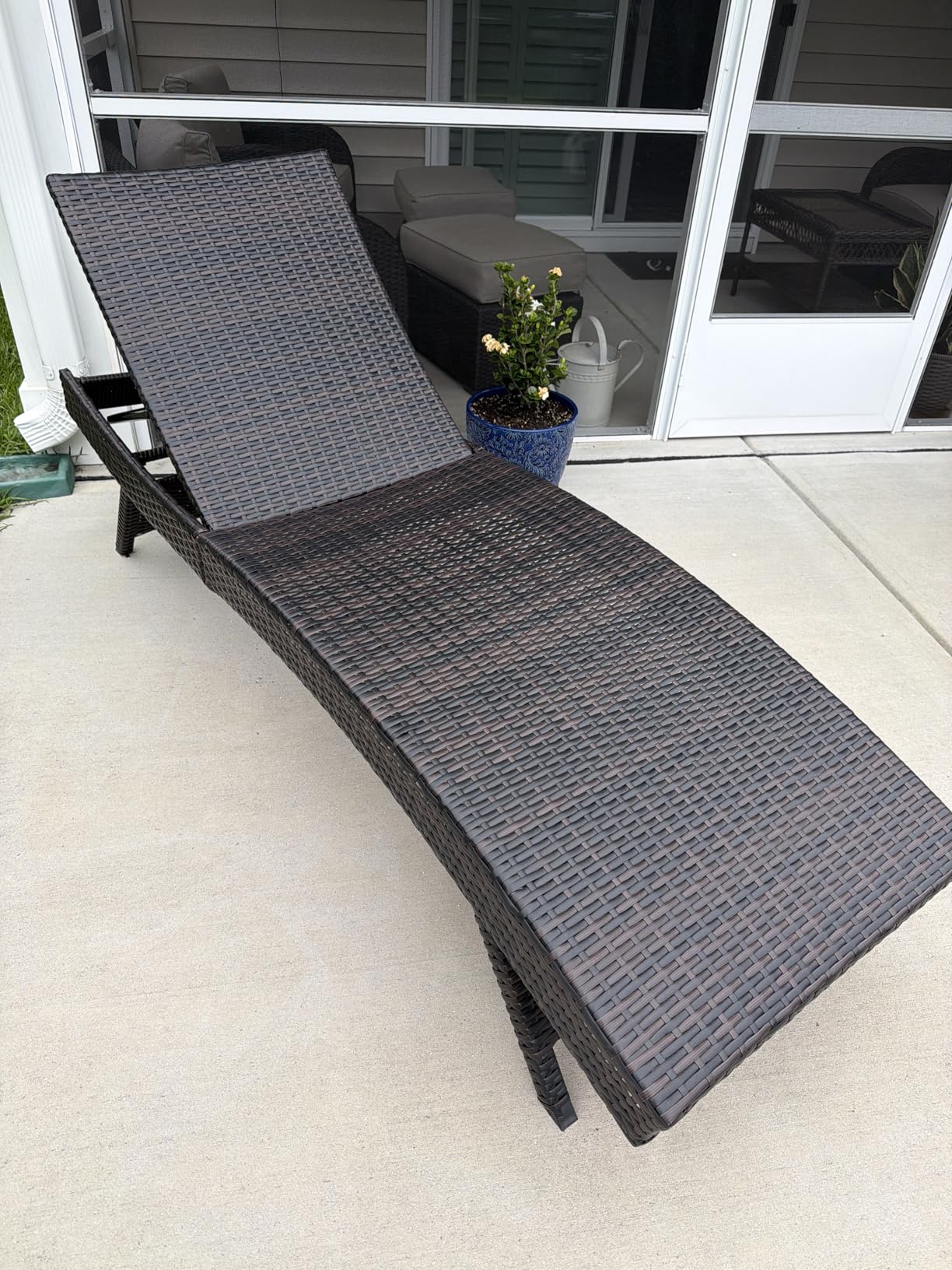 79'' Long Reclining Chaise Lounge Set (Set of 2), Outdoor Wicker Reclining Lounge Chair Patio Rattan Double Chaise Lounge Lawn Sunbathing Chairs Beach Pool Backrest Recliners (Set of 2) customer photo 1