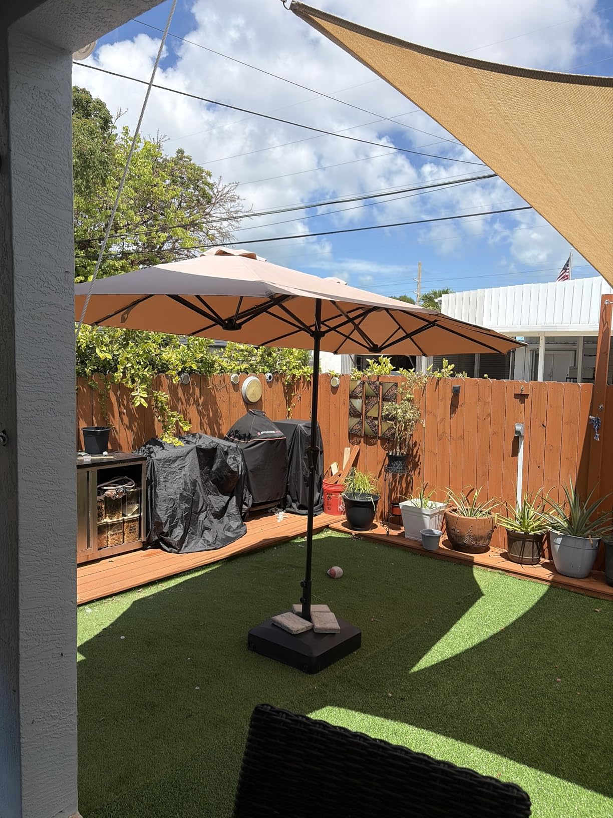 SUPERJARE 13FT Outdoor Umbrella for Patio, Double sided Pool Umbrellas with Fade Resistant Canopy, Large Table Umbrella for Deck, Market, Backyard - Beige (No Base) customer photo 1
