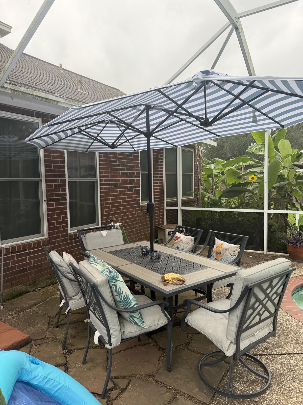 SUPERJARE 13FT Outdoor Umbrella for Patio, Double sided Pool Umbrellas with Fade Resistant Canopy, Large Table Umbrella for Deck, Market, Backyard - Beige (No Base) customer photo 2