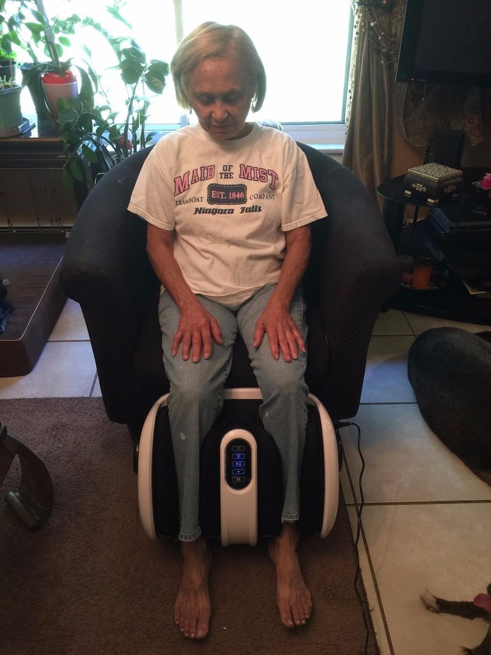Cloud Massage Shiatsu Foot Massager with Heat - Deep Kneading & Compression, Adjustable Intensity, Multi-Mode Leg and Foot Massager with Remote Control, Anti-Slip Base - Standard Size, White customer photo 2