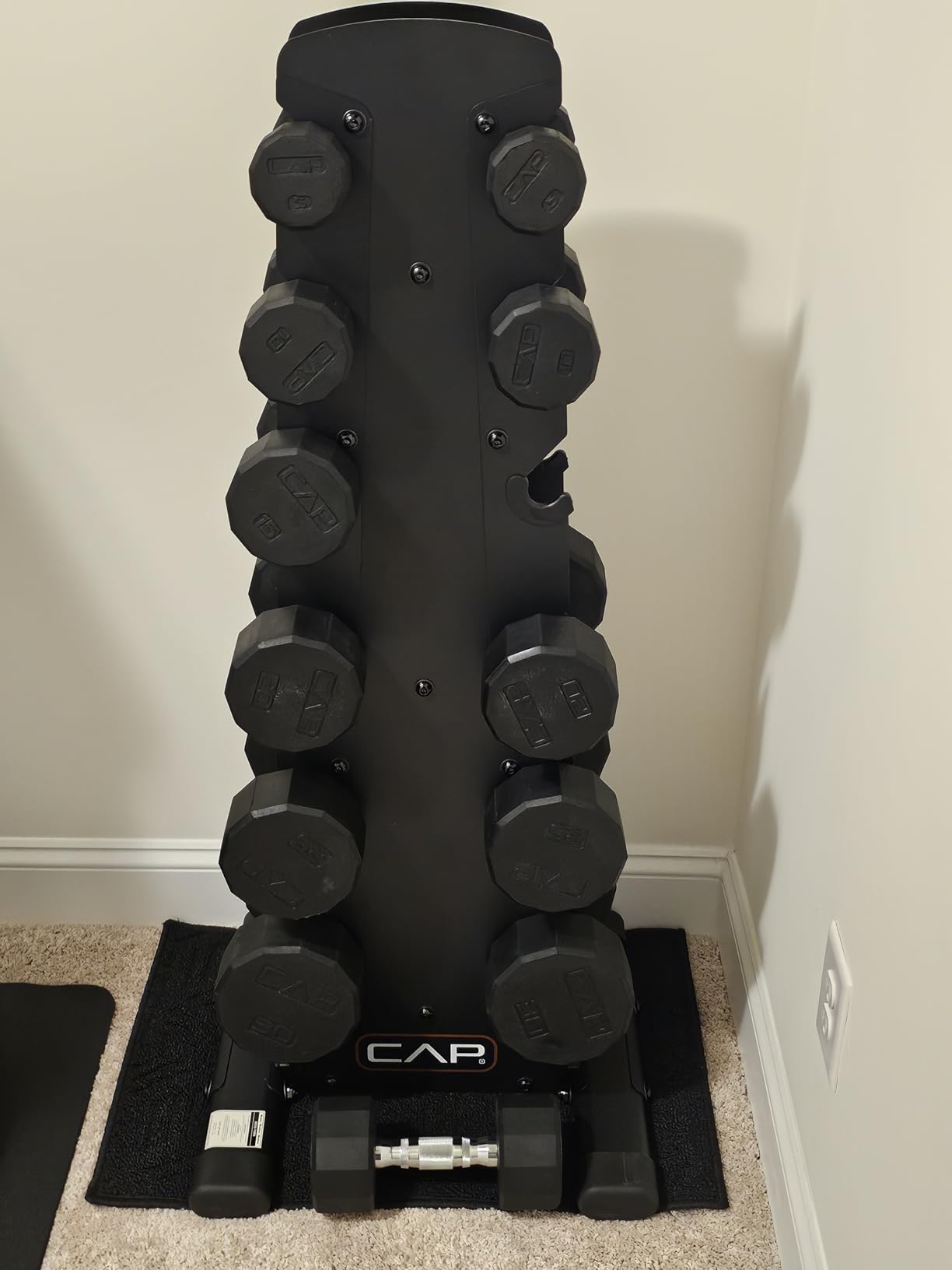 CAP Rubber Coated Hex Dumbbell Set with Storage Rack | 100-210 lb Options customer photo 2