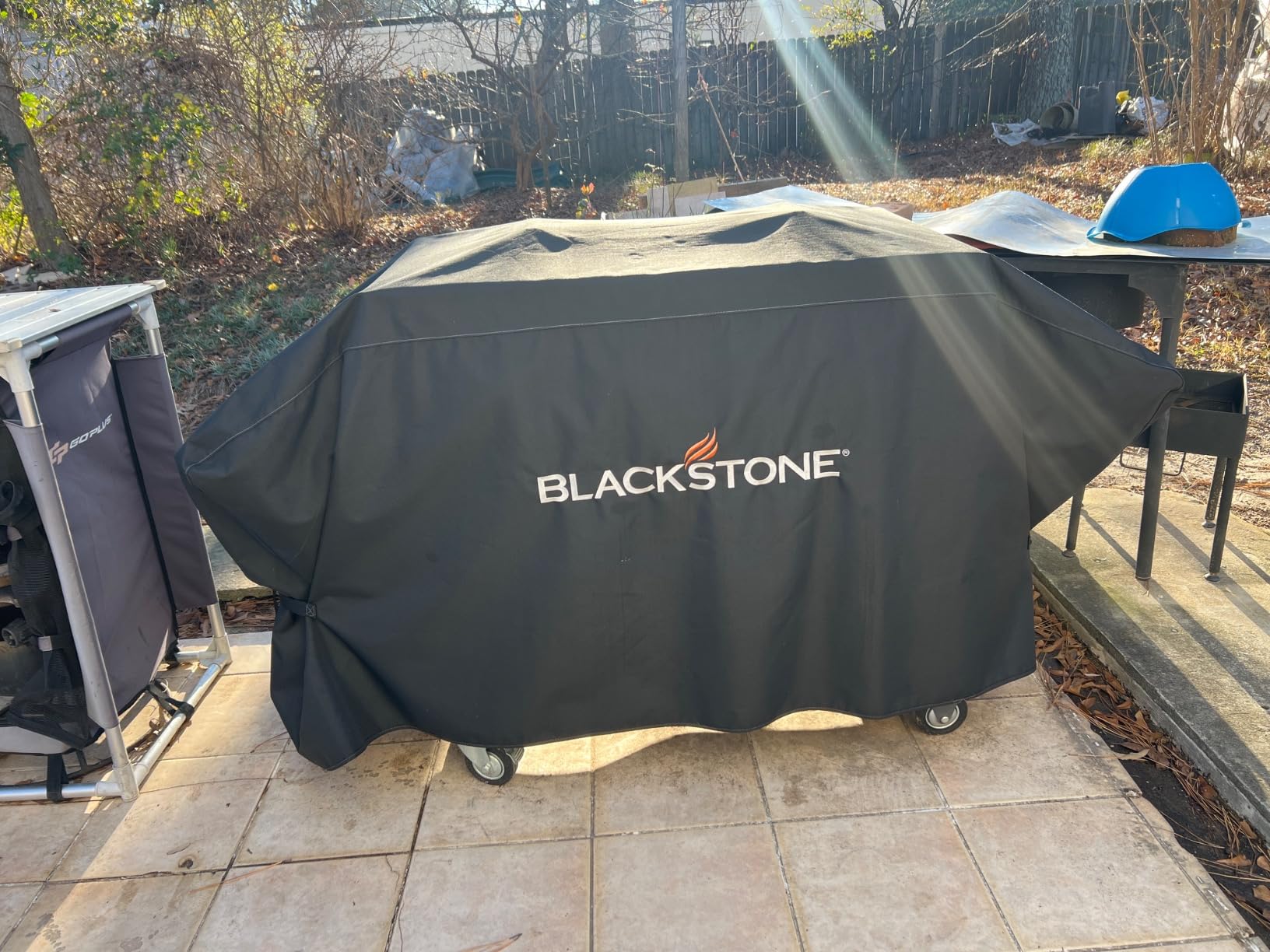 BLACKSTONE 5484 Griddle Cover Updated Fits Cooking Station with Hood and Shelves Water Resistant, Heavy Duty 600D Polyester Flat Top Gas Grill Cover, Black 36