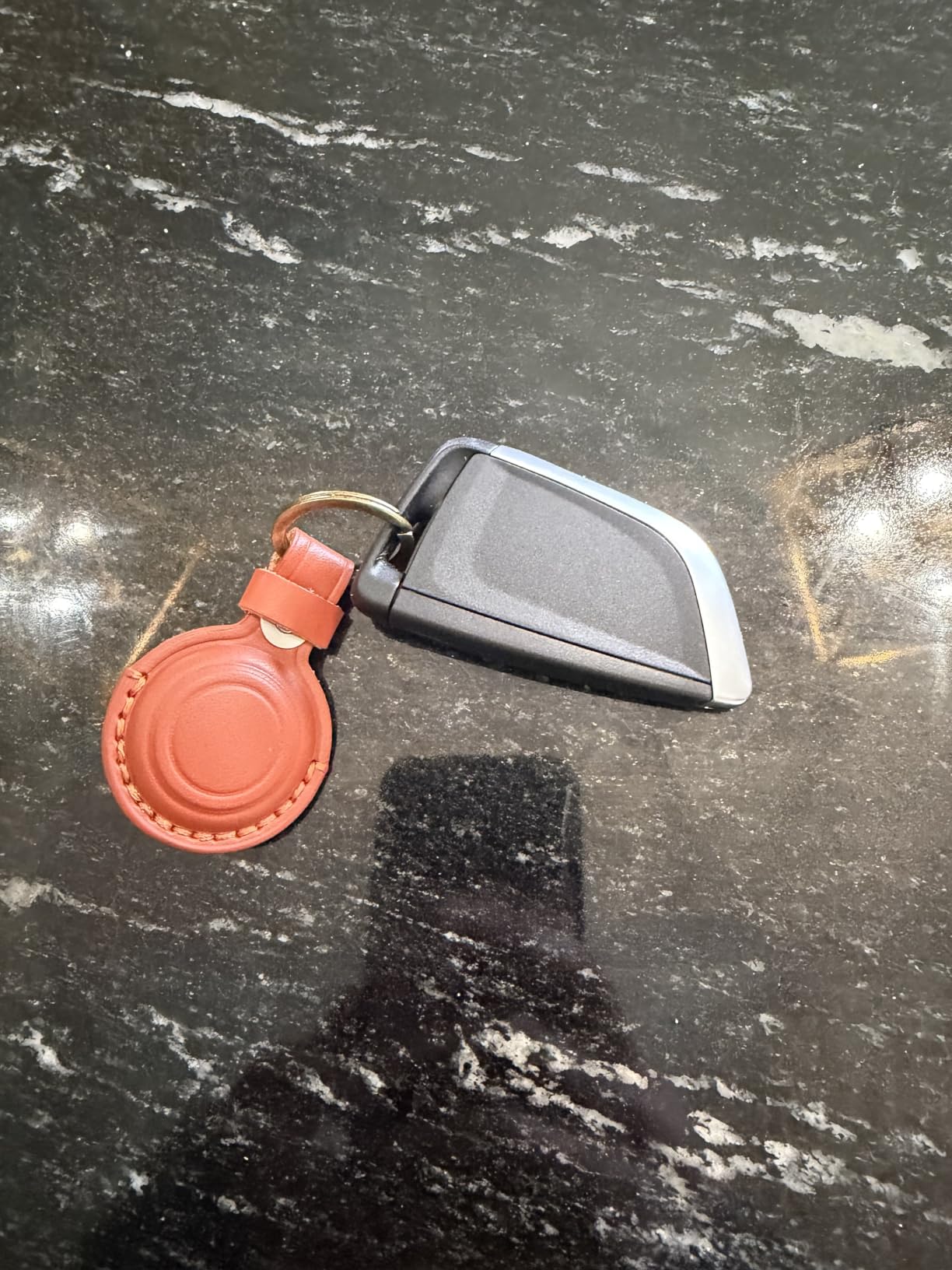 Genuine Leather Keychain Holder Compatible with Airtag 2nd & 1st Gen, Secure for Air Tag Keychain Holder Case Cover Key Chain Ring Accessories - Brown V1.0 customer photo 2