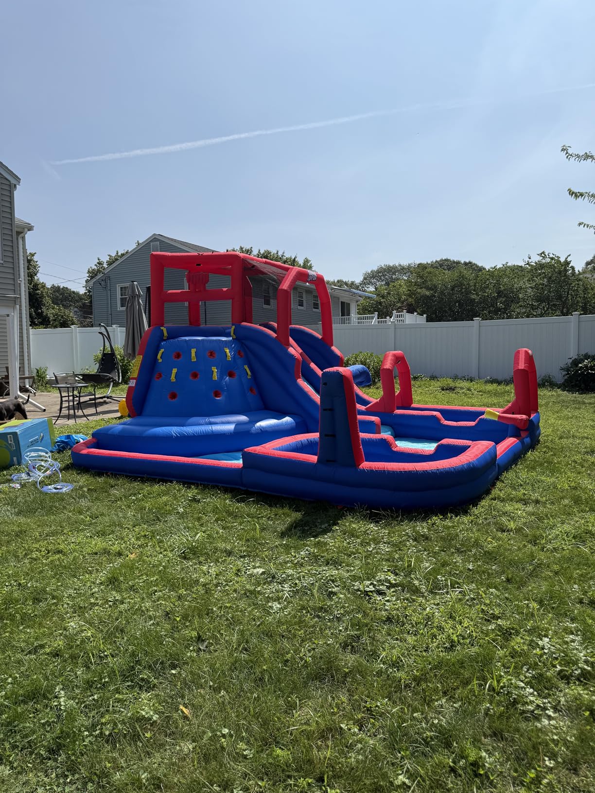Sunny & Fun Mega Climb N' Go Inflatable Water Slide Park - Heavy-Duty for Outdoor Fun - Climbing Wall, 2 Slides & Deep Splash Pool - Easy to Set Up & Inflate with Included Air Pump & Carrying Case customer photo 2