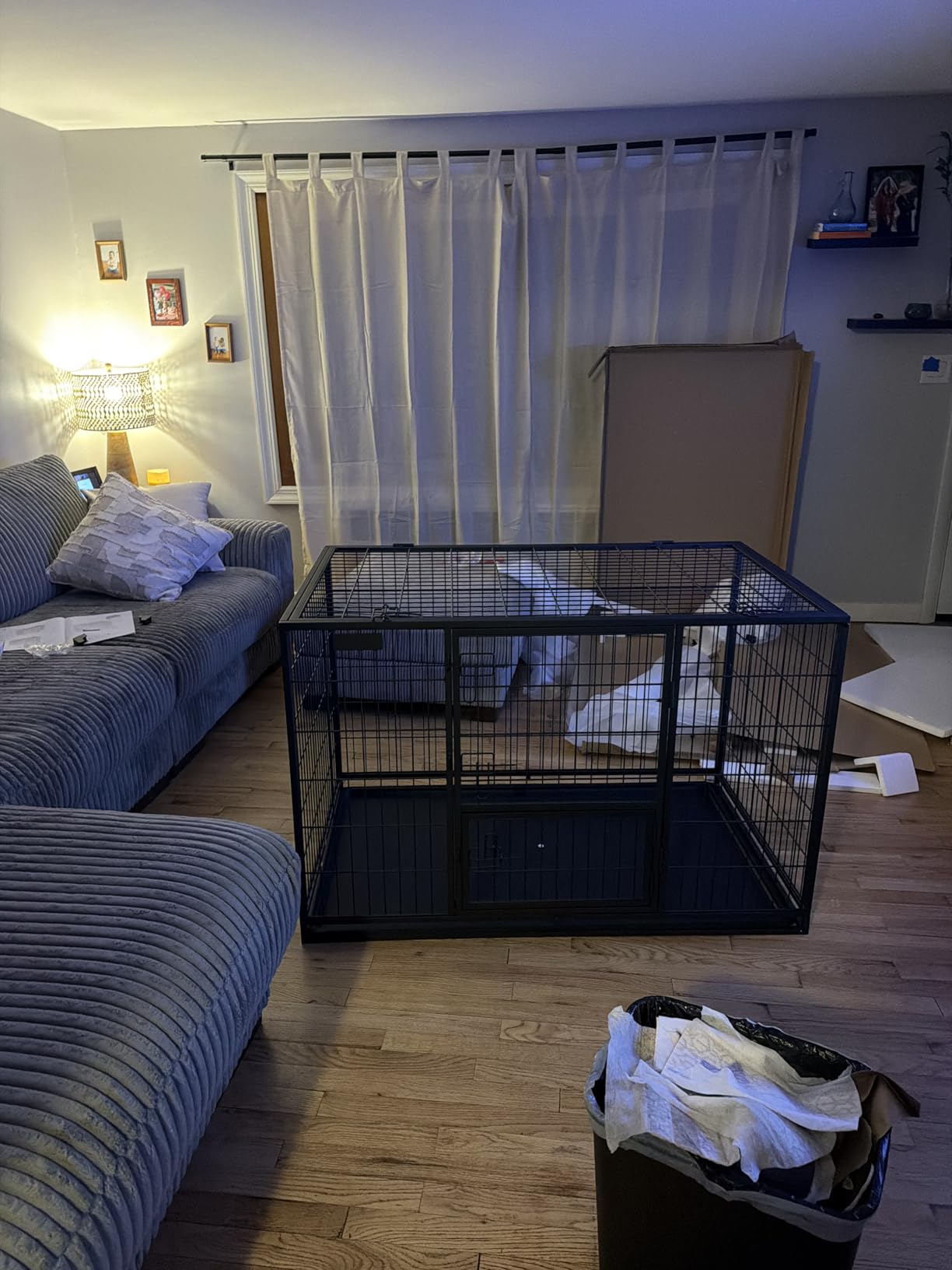 Feandrea 42.1 Inch Heavy Duty Dog Crate, Metal Escape Proof Kennel with Double Doors and Convenient Feeding Door, Removable Tray, Easy to Clean, XL Pet Crate for Large and Medium Dogs, Black customer photo 1