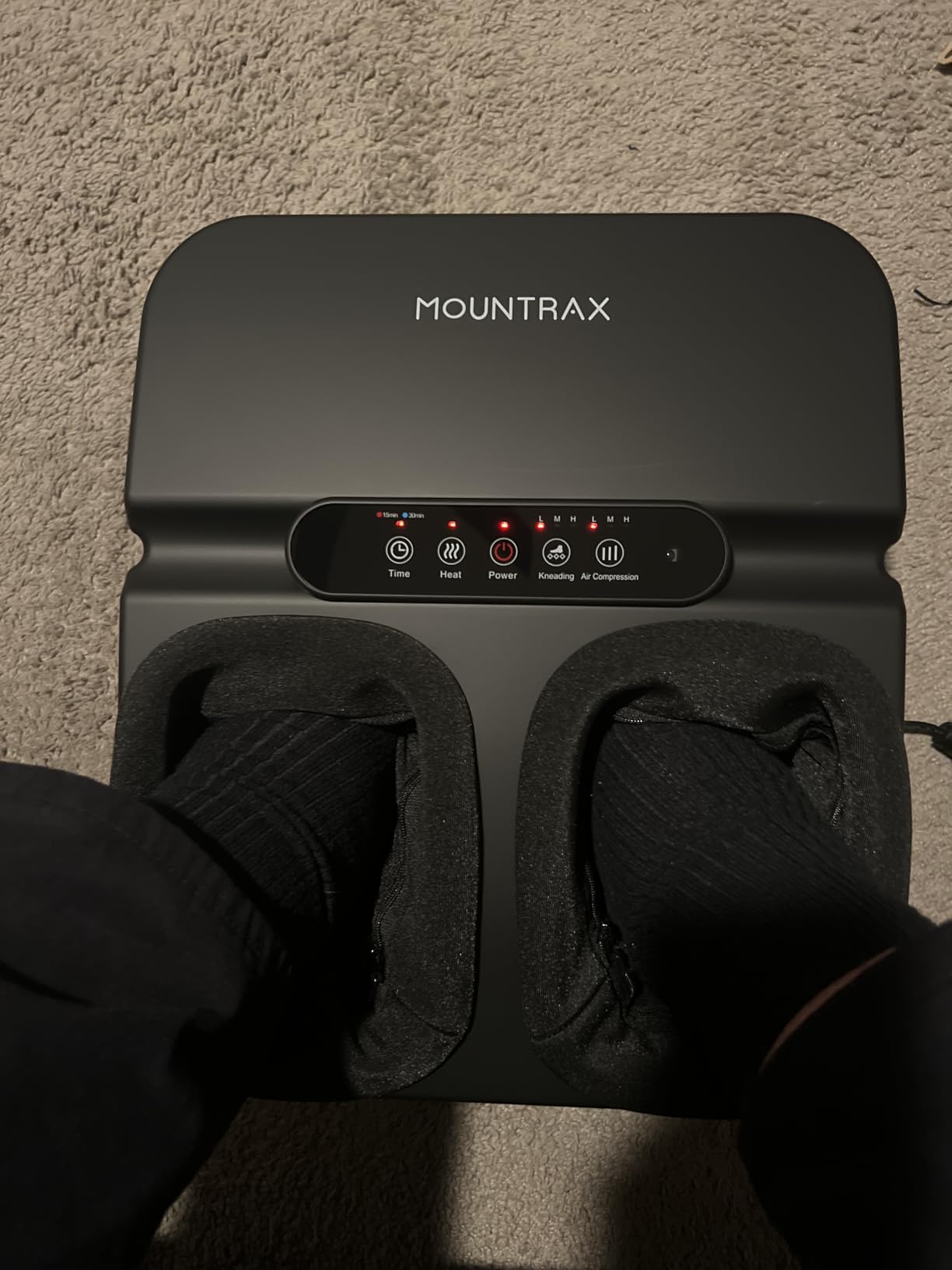 MOUNTRAX Foot Massager Machine with Heat, Foot Massager for Plantar Fasciitis, Neuropathy Pain, Shiatsu Foot Massager with Remote, Fits Feet Up to Men Size 12 customer photo 2