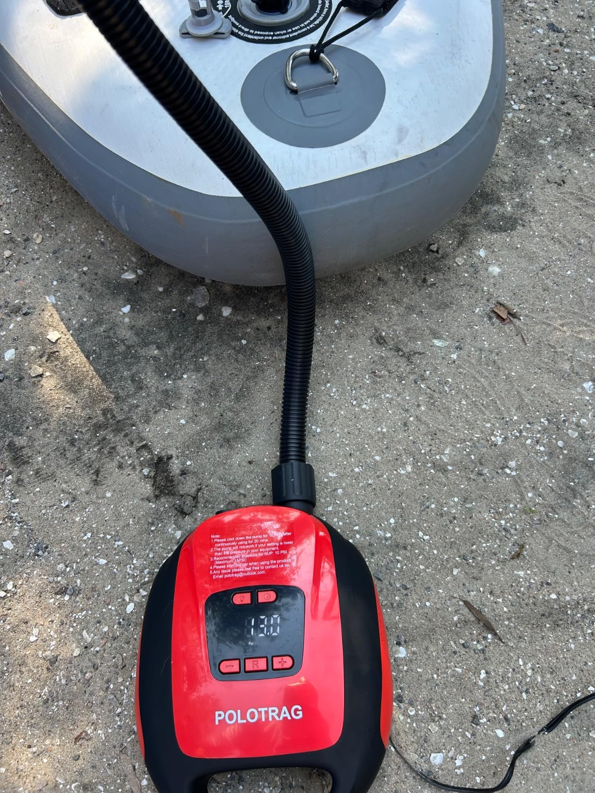 Polotrag Paddle Board Pump, SUP Electric Pump, Professional 20 PSI Portable Air Compressor with Auto-Off, Deflation Function and 12V DC Car Cigarette Lighter for Inflatables, Kayaks and Boats customer photo 2