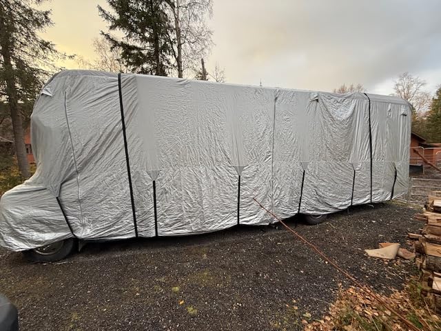 FRUNO Oxford Fabric Travel Trailer Cover RV Cover 24'-27' Waterproof Rip-Resistant Anti-UV Camper Cover for Winter Snow with Jack Cover 4 Tire Covers and Gutter Covers customer photo 1