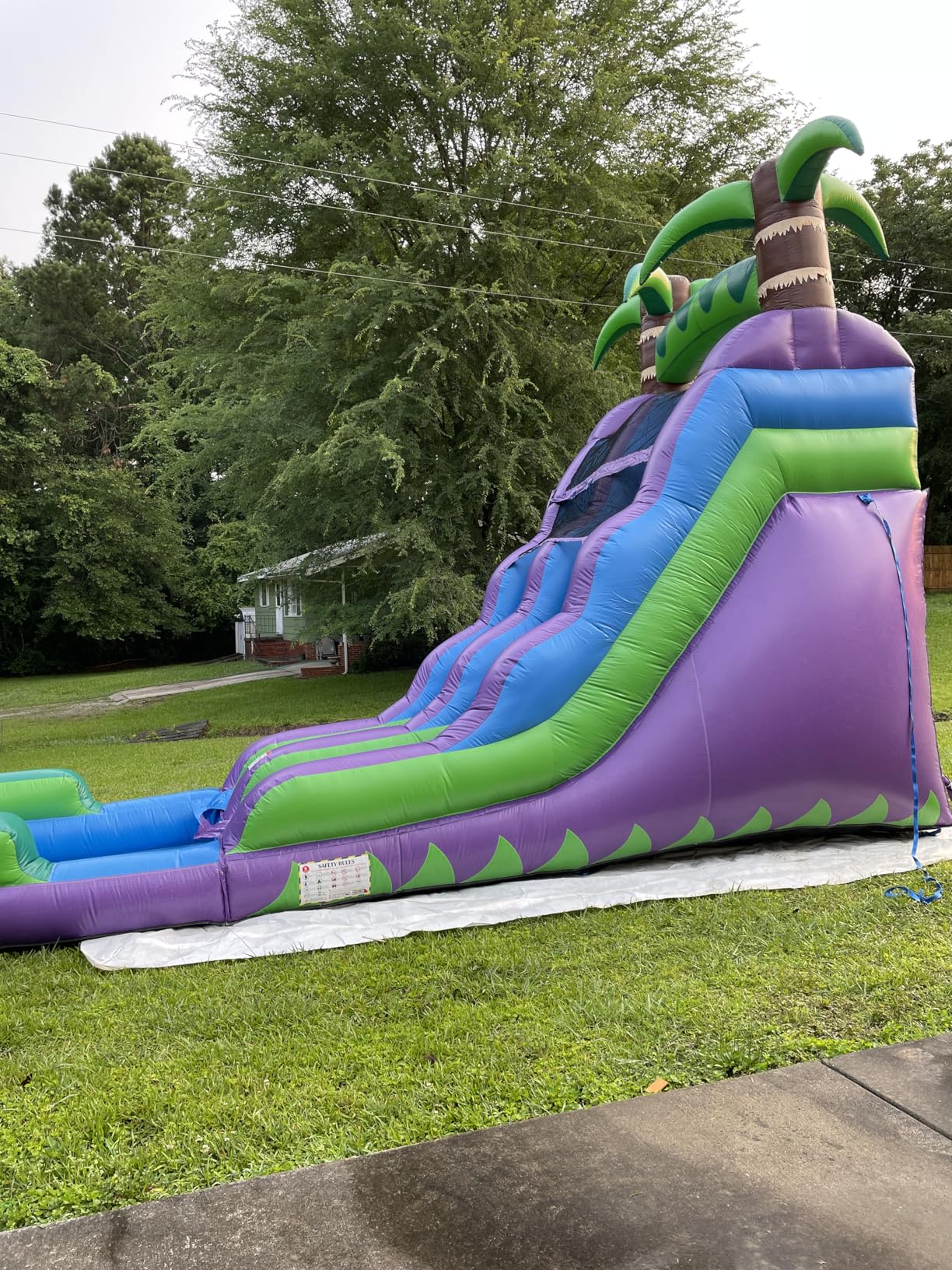 HeroKiddo 16ft Tropical Inflatable Water Slide with Pool, 25ft Long- 100% Commercial Grade PVC Vinyl, Reinforced Strength Wet/Dry Fun, Front Load Entry for Easy Supervision customer photo 2