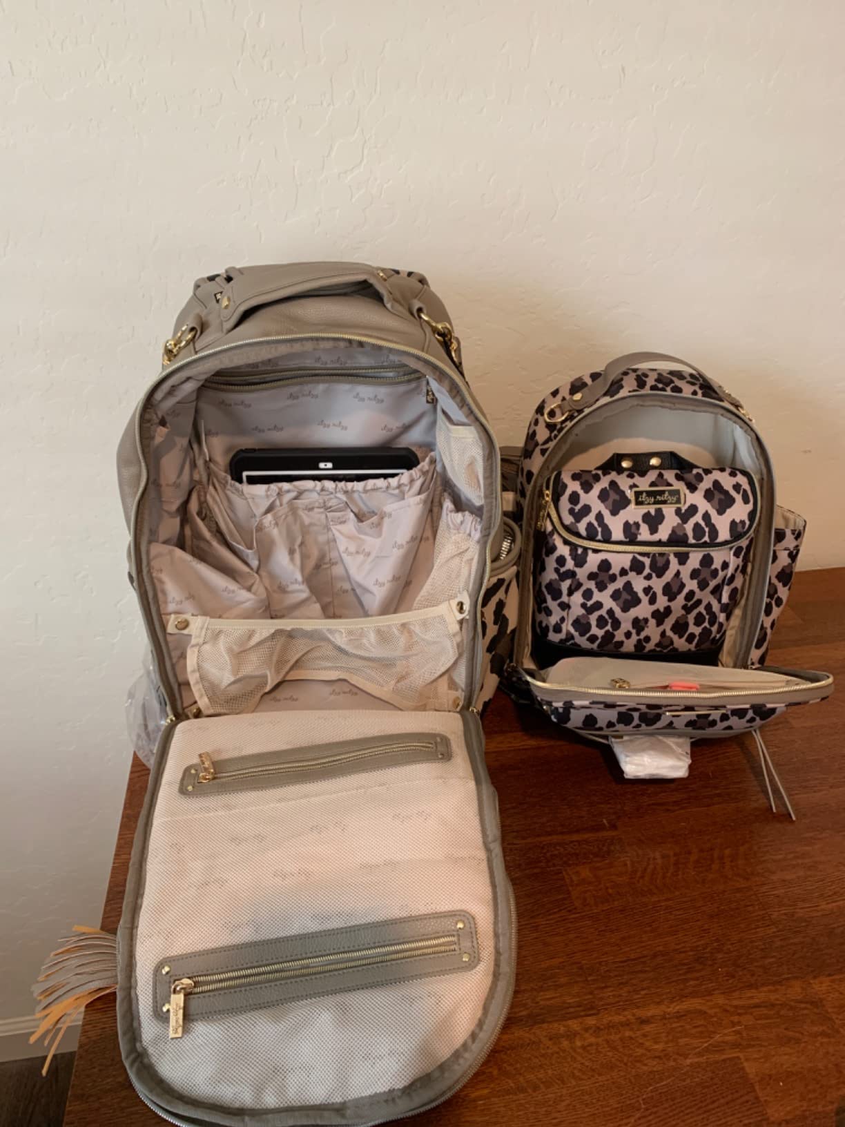 Itzy Ritzy Diaper Bag Backpack - Large Capacity Boss Plus Baby Backpack Diaper Bag Featuring 19 Pockets, Changing Pad, Stroller Clips, and Comfortable Straps (Vanilla Latte) customer photo 2