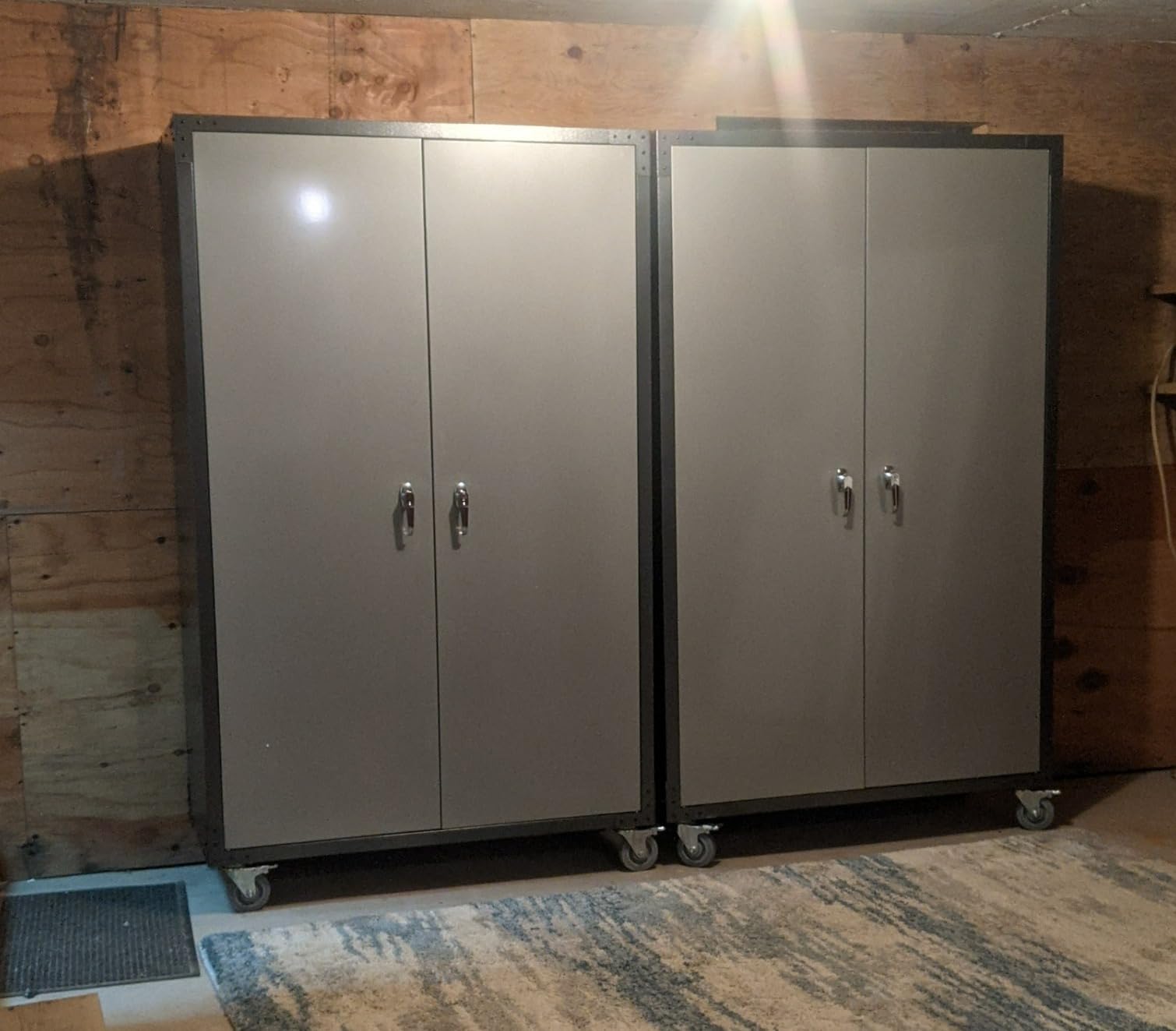 VINGLI Upgraded Wide & Deep Garage Storage Cabinet, Metal Storage Cabinet with Pegboards, Wheels, Locking Doors and Adjustable Shelves (Black, 43