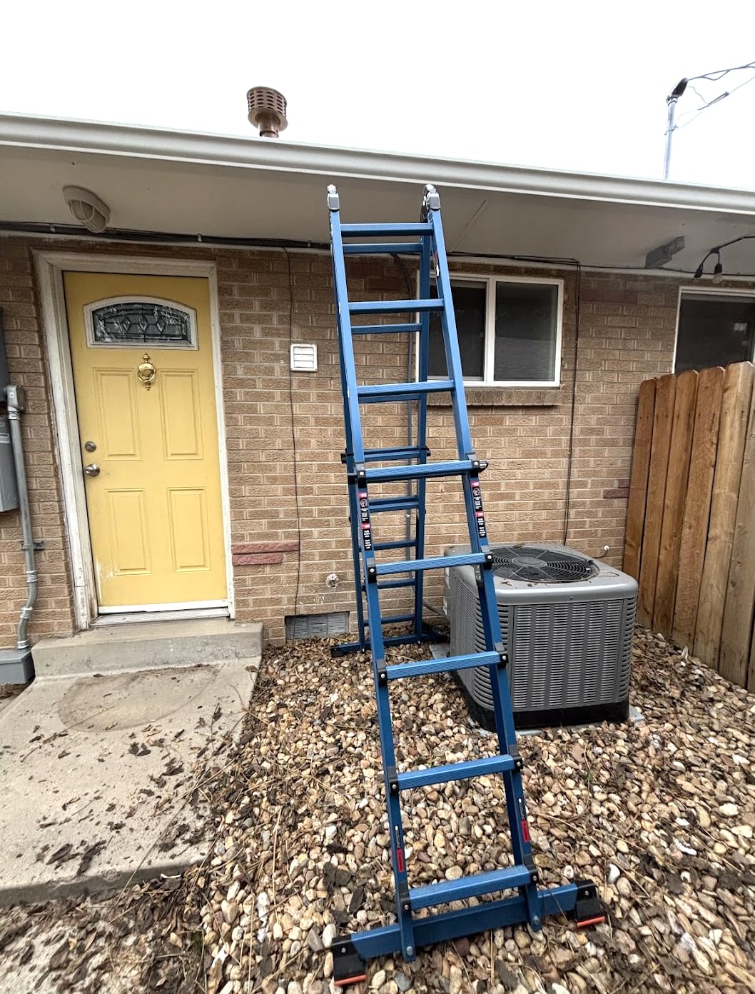 LANBITOU Ladder, A Frame 4 Step Ladder Extension, 14 FT Anti-Slip Multi Position & Storage Folding Ladder, 330 lbs Security Load Telescoping Aluminum Ladders for Stairs Home Indoor Outdoor Roof customer photo 1