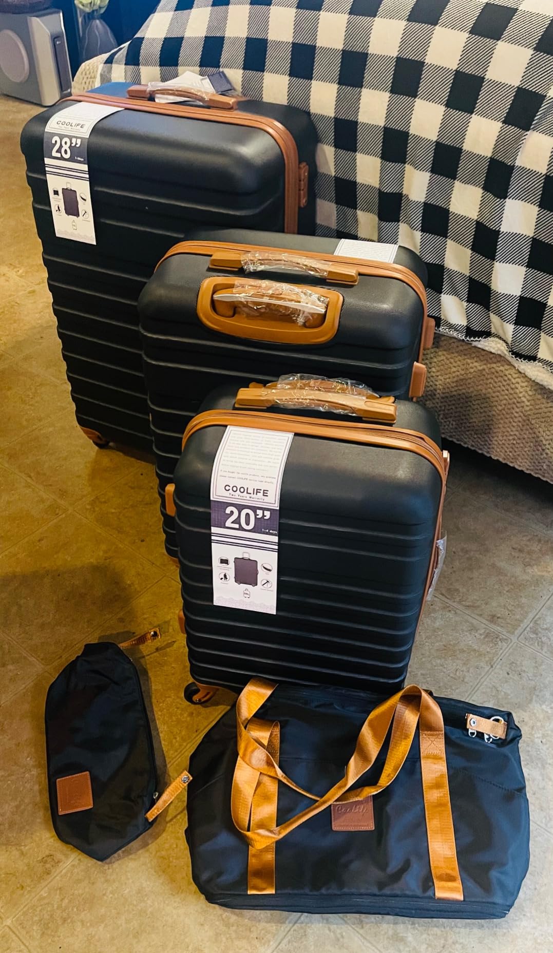 Suitcase Set 3 Piece Carry On Hardside Luggage with TSA Lock Spinner Wheels (Black, 5 piece set) customer photo 2