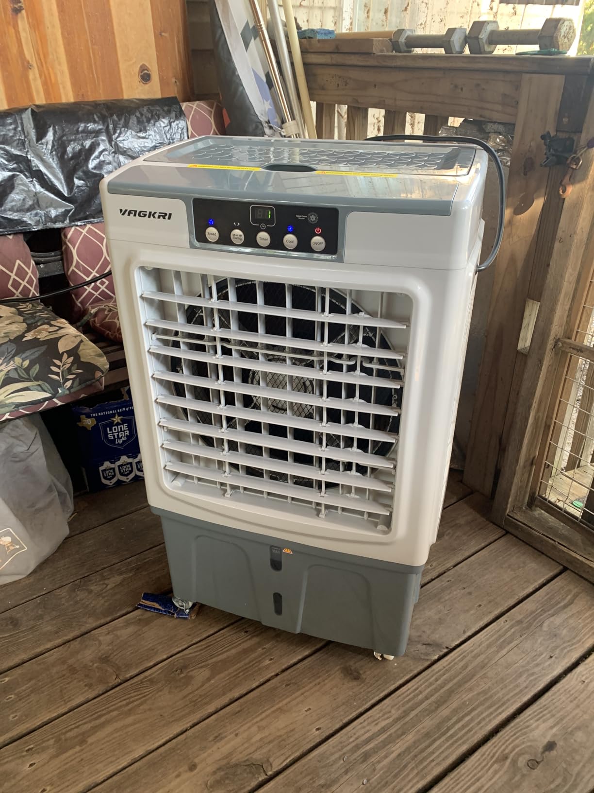VAGKRI Swamp Cooler, 3100CFM Evaporative Air Cooler with 3 Modes & Wind Speeds, 120°Oscillation, 24H Timer, Portable Outdoor Air Conditioner with Auto Fill for Patio Garage Commercial Use, 12 Gallon customer photo 1