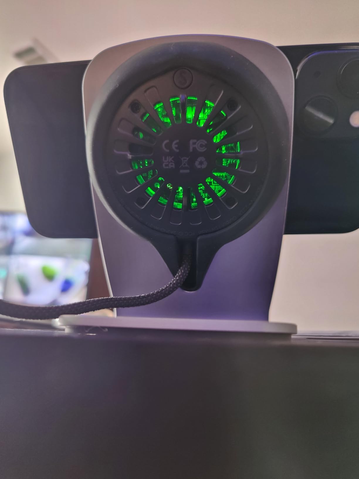 INIU Wireless Charger, 15W Fast Charging Magnetic Wireless Charger Stand, Travel Essential Wireless Charging Station with Sleep-Friendly Adaptive Light, for iPhone 16/15/14/13/12 Series, Airpods customer photo 1