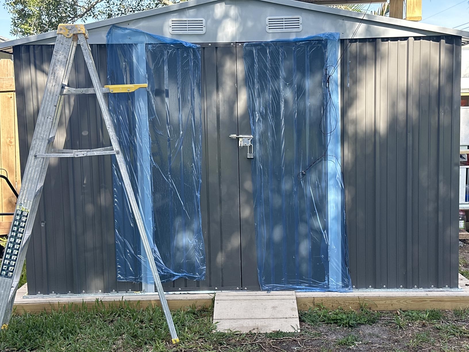 Patiowell 6x4 FT Outdoor Storage Shed, Garden Tool Storage Shed with Sloping Roof and Double Lockable Door, Outdoor Shed for Garden Backyard Patio Lawn, Brown customer photo 2