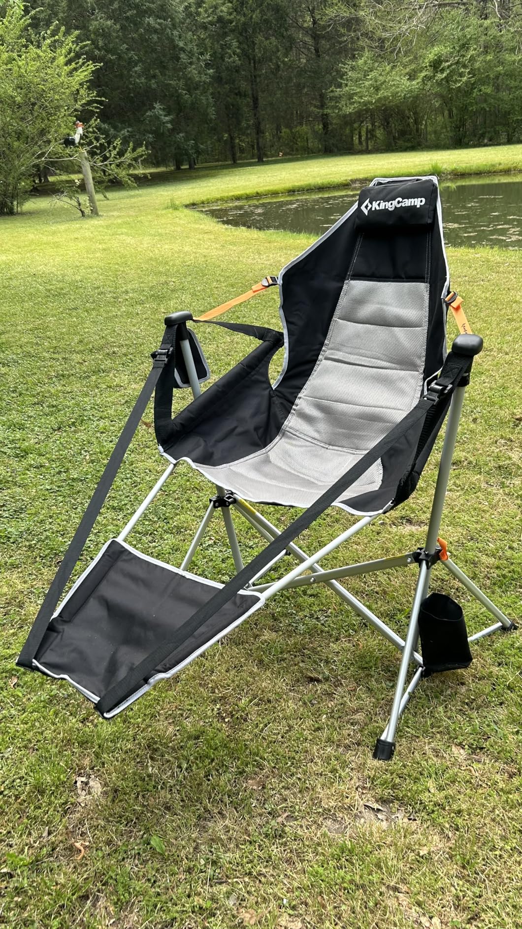 KingCamp Hammock Chair with Footrest - Heavy Duty Swinging Rocking Camping Chairs for Adults up to 400lbs, Folding Portable Oversized Rocker with Cup Holder & Pillow for Outdoor Beach Lawn RV Sports customer photo 2