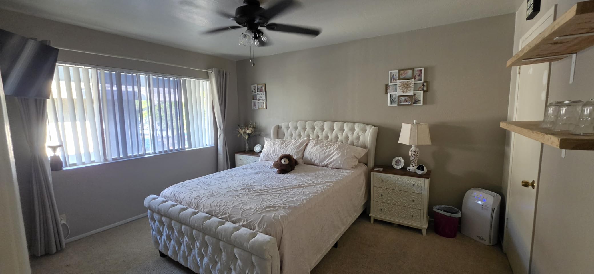 AMERLIFE Queen Size Platform Bed Frame, Chenille Upholstered Sleigh Bed with Scroll Wingback Headboard & Footboard/Button Tufted/No Box Spring Required/Cream customer photo 2