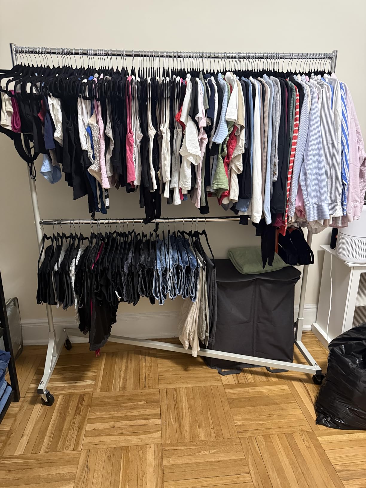 Simple Houseware Commercial Grade Z-Base Double Rod Garment Rack, 600lb Load, 63 inch, Silver customer photo 2
